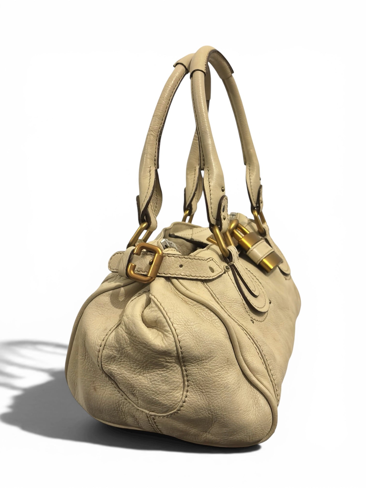 Chloe Beige / Cream Soft Leather Paddington Gold hardware Vintage Shoulder Bag