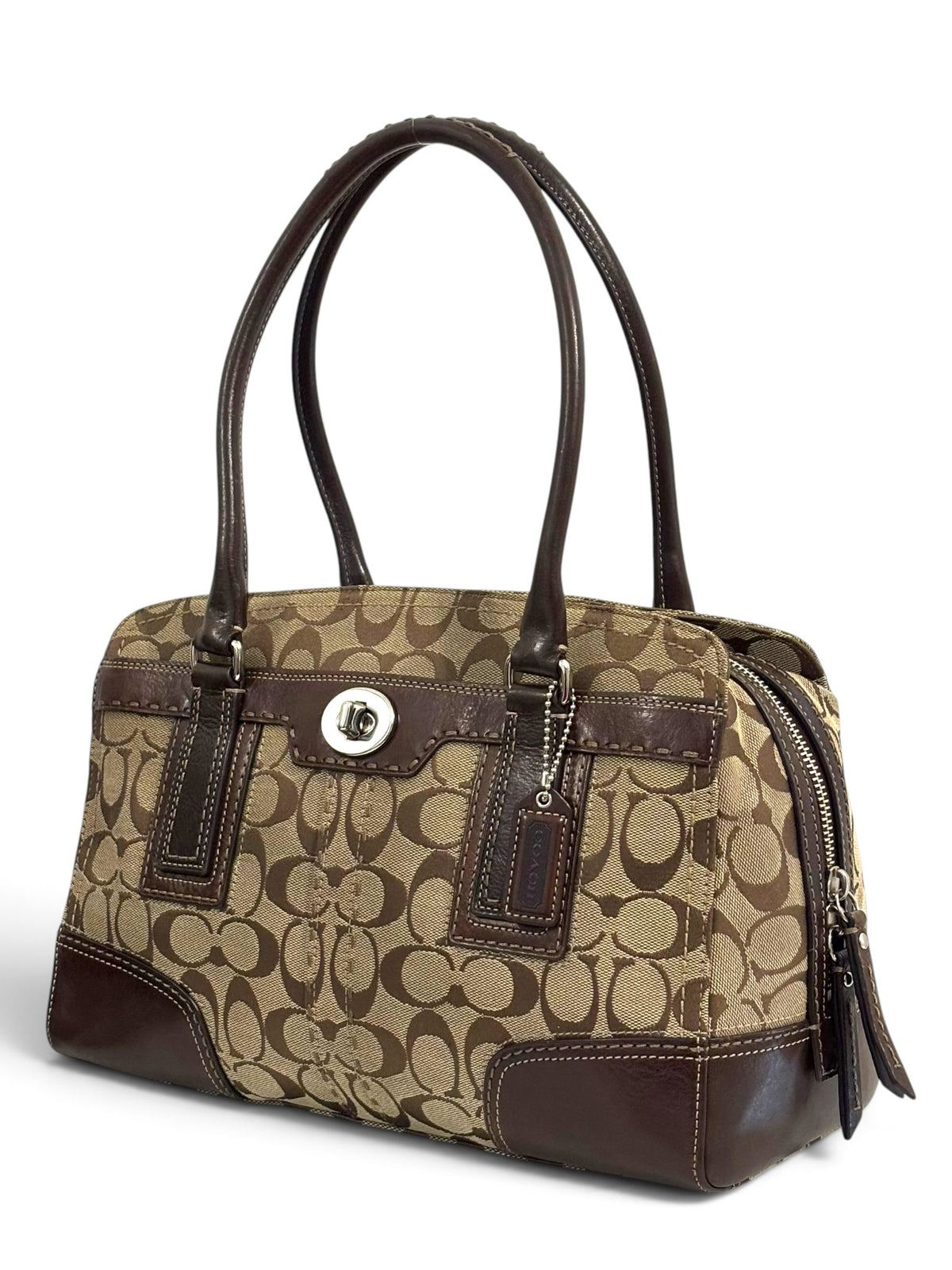 Vintage Coach Hamptons Bag F11596 Signature Turnlock Tote