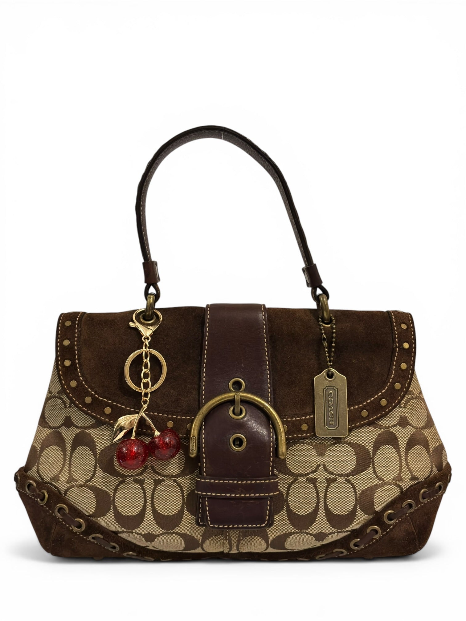 Coach Signature Soho Brown Canvas & Suede
Buckle Handbag F04J-7059