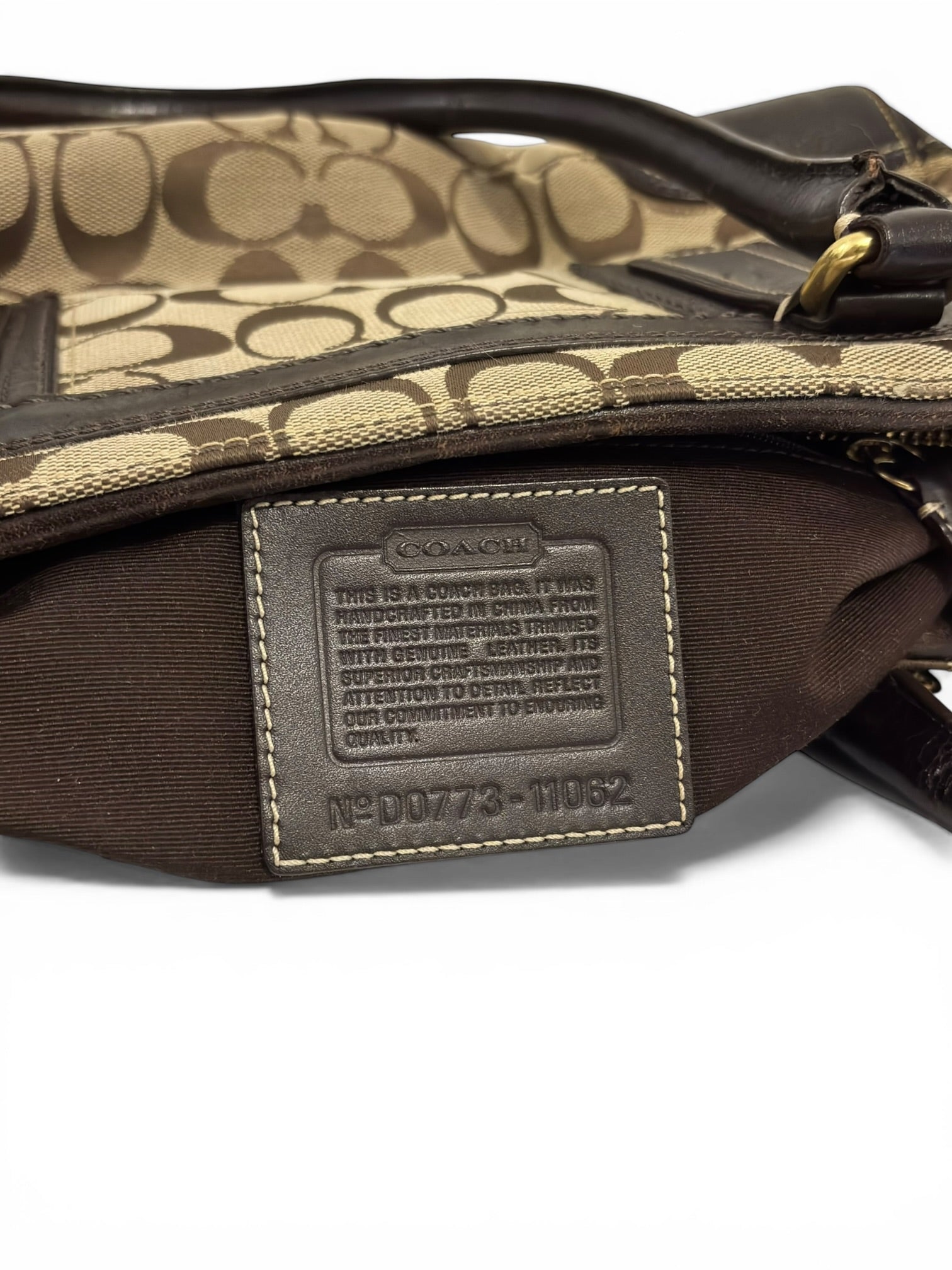 Coach Hamptons Brown Signature Turnlock Canvas & Leather Vintage Tote Shoulder Bag