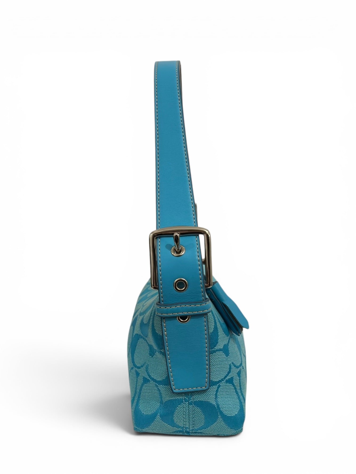 Coach Rare East West Blue Turquoise Signature
Baguette Vintage 6371 Shoulder Bag