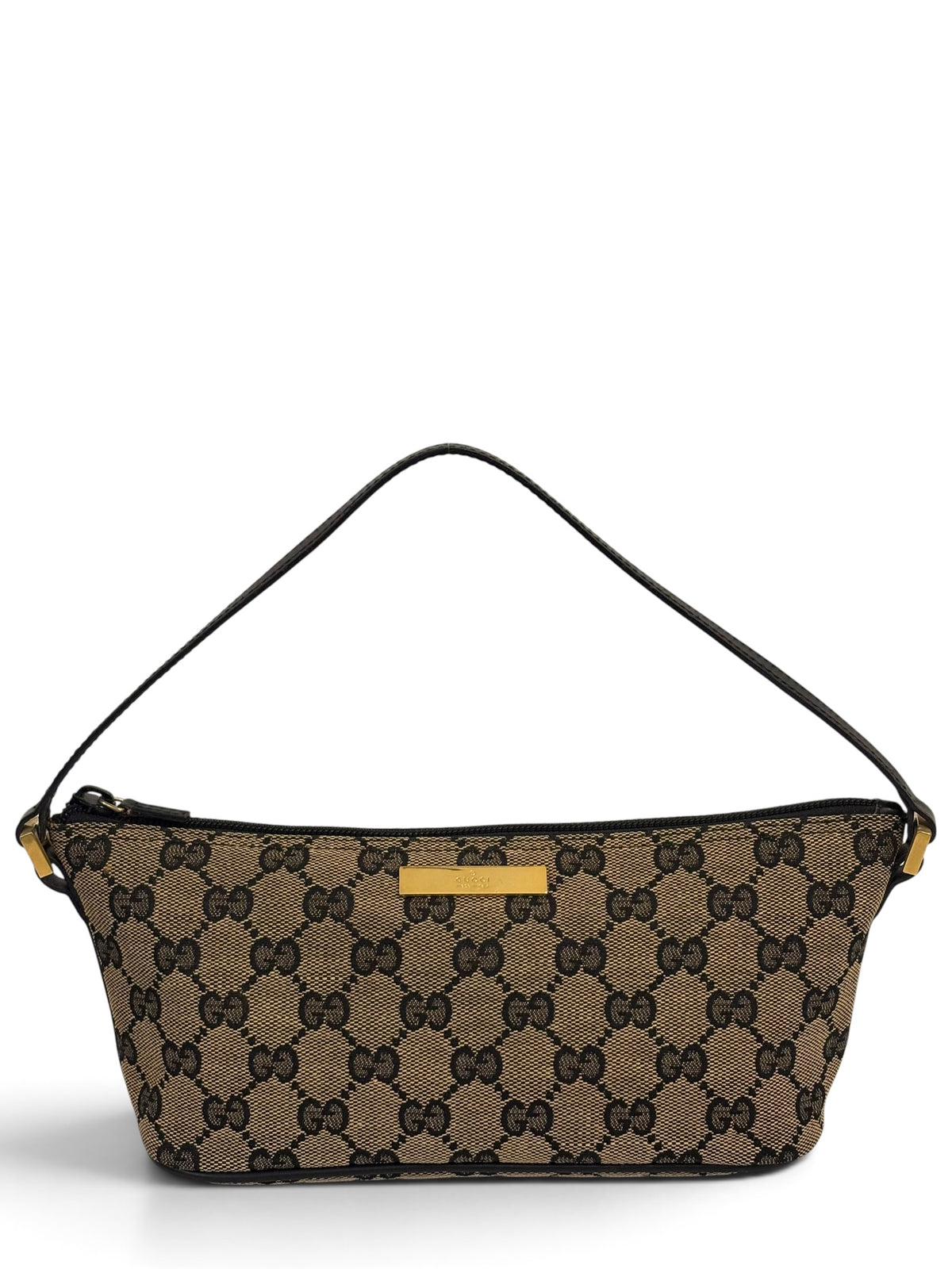 Gucci Boat Bag Vintage Brown & Beige Monogram GG Pochette 039 1103