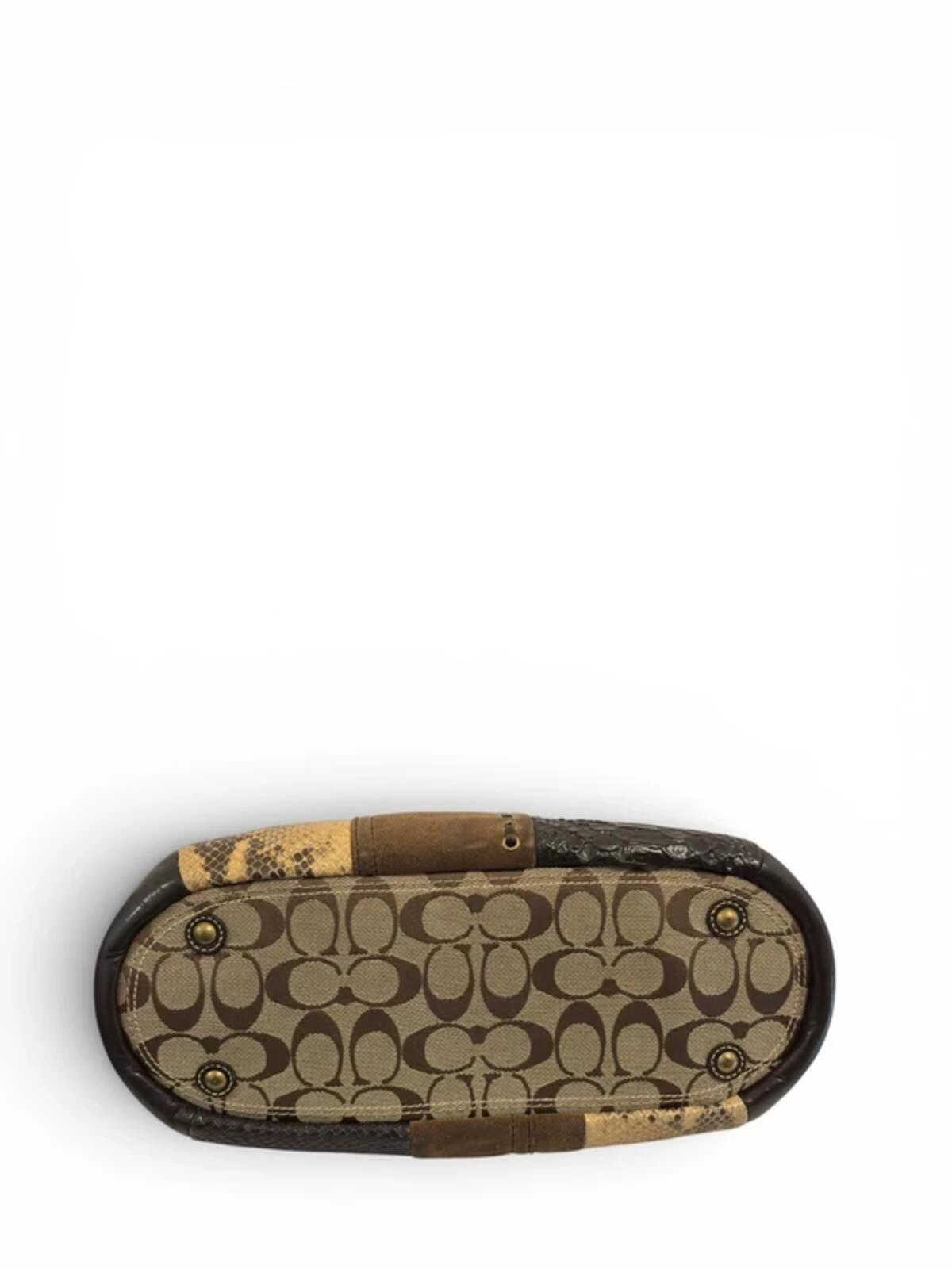 Coach Patchwork Brown Canvas Leather & Suede Cheetah Animal Print Gallery Vintage Tote Shoulder Bag