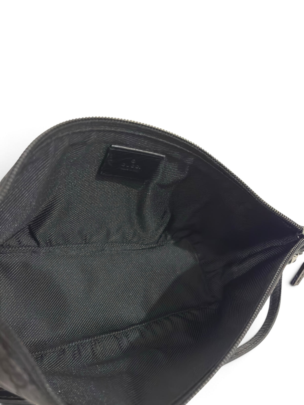 Vintage Gucci Boat Bag Pochette 07198 Black Monogram