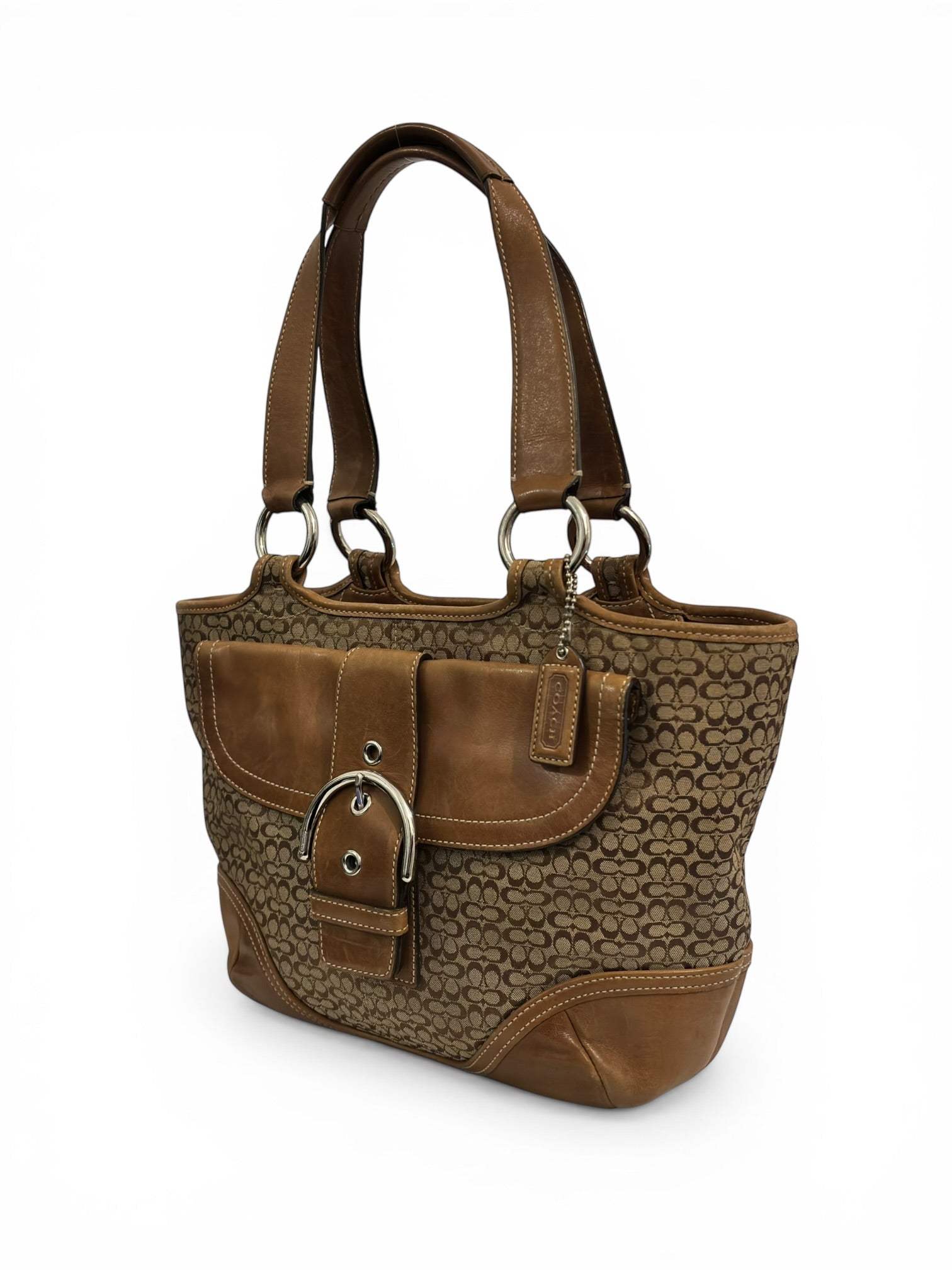 Coach Signature Brown Soho Buckle Canvas & Leather Vintage Shoulder Bag