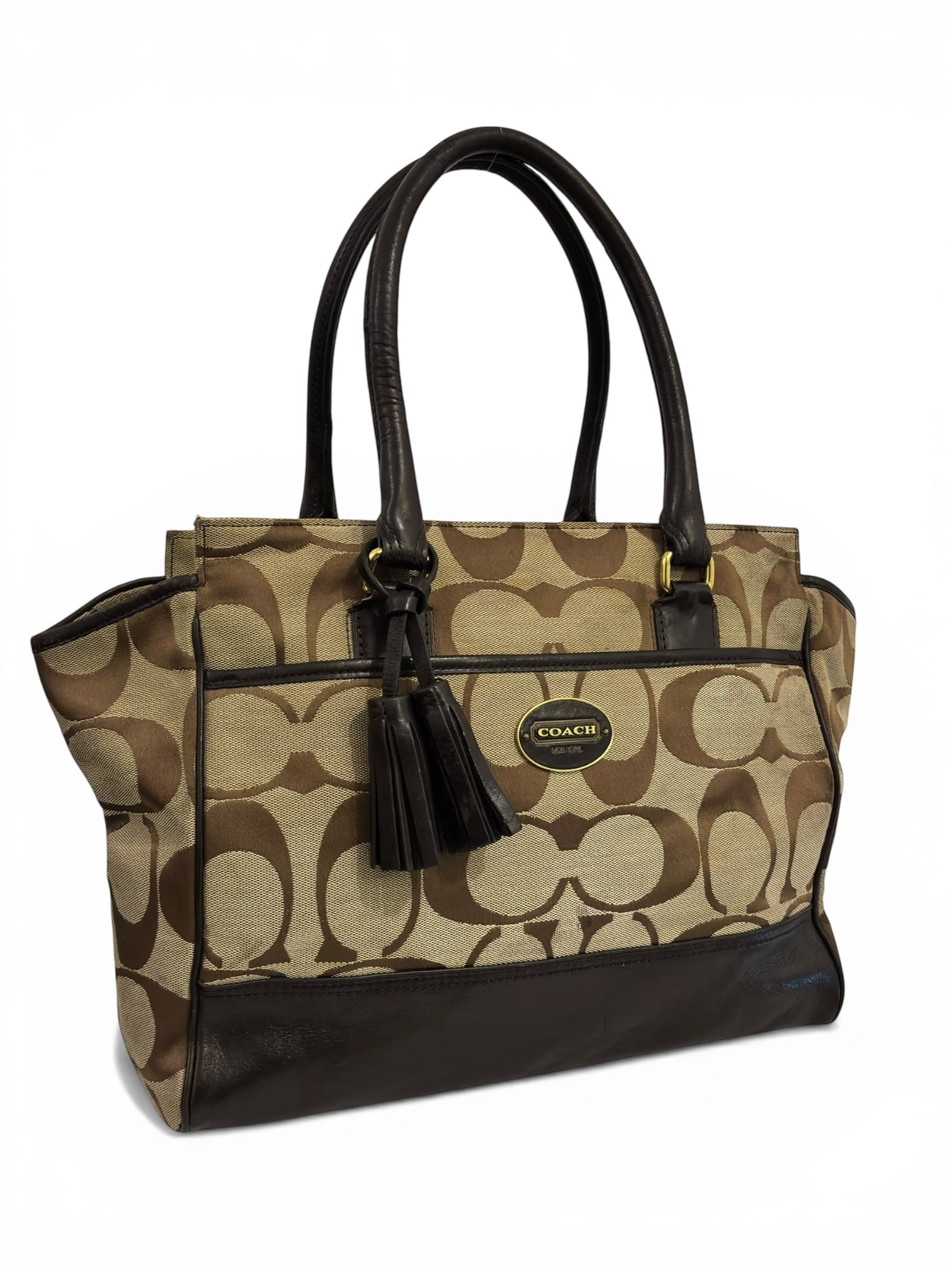 Coach Brown Beige Candace Legacy Signature Canvas & Leather Vintage Shoulder Bag