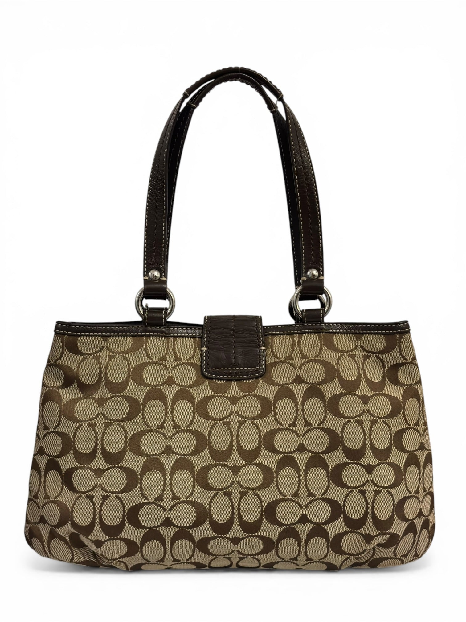 Coach Brown Signature Soho Buckle Canvas & Patent Leather Vintage Shoulder Bag