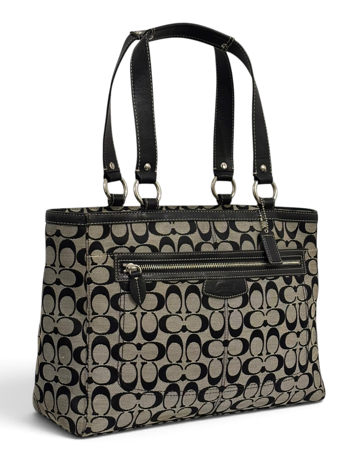 Vintage Coach Penelope Bag F14694 In Signature Black And Grey