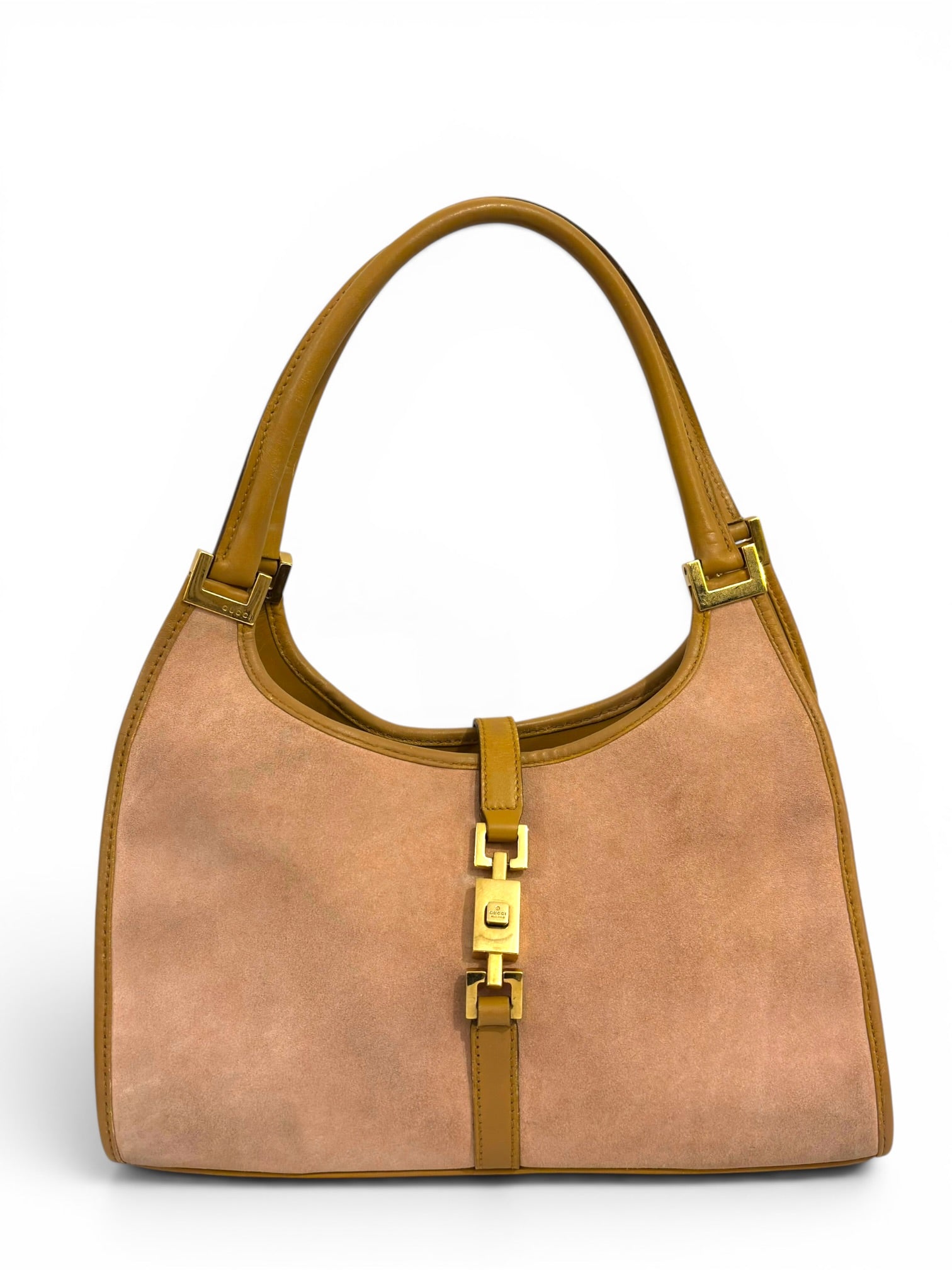 Vintage Gucci Jackie Pink Suede Bardot Hobo Handbag 3444