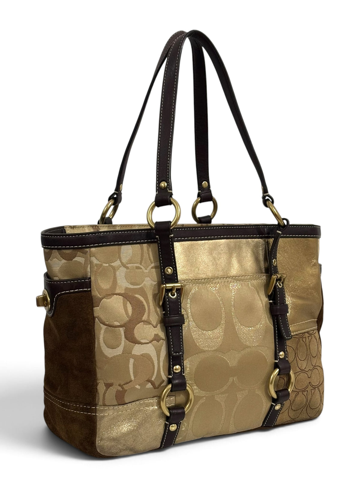 Vintage Coach Patchwork Bag 10388 Gold And Brown Tote