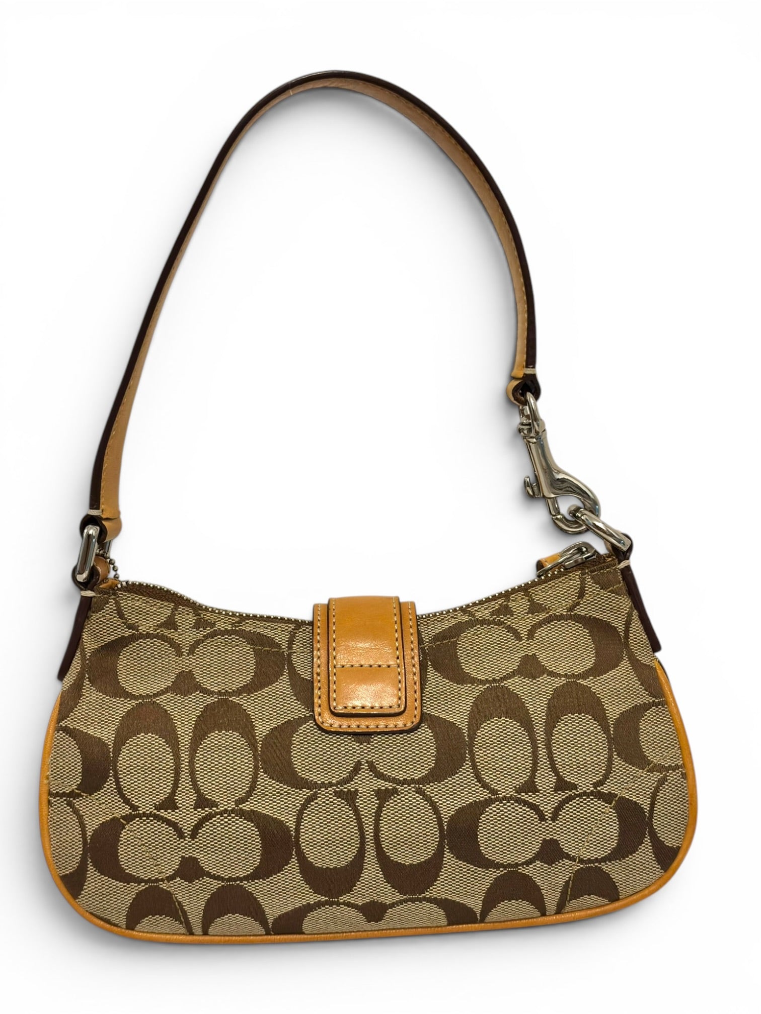Coach Brown & Beige Tan Signature Mini Soho Demi Canvas & Leather Vintage Hobo Shoulder Bag