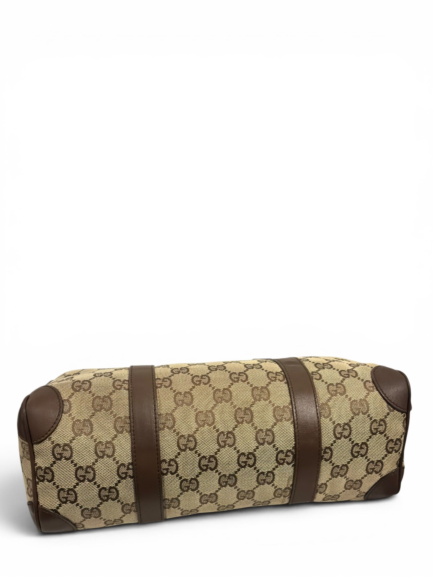Gucci GG Supreme Beige / Ebony Brown Canvas & Leather Vintage Joy Boston Shoulder Bag