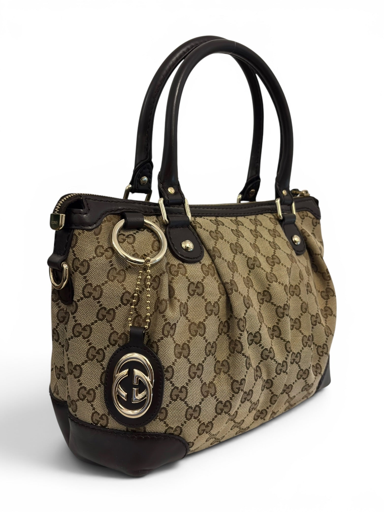Vintage Gucci Sukey GG Bag Canvas Brown & Beige
Satchel Tote Shoulder Handbag 520981