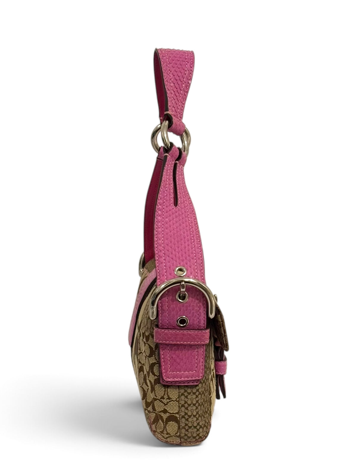 Vintage Coach 3689 Soho Patchwork Shoulder Bag Pink Python Trim