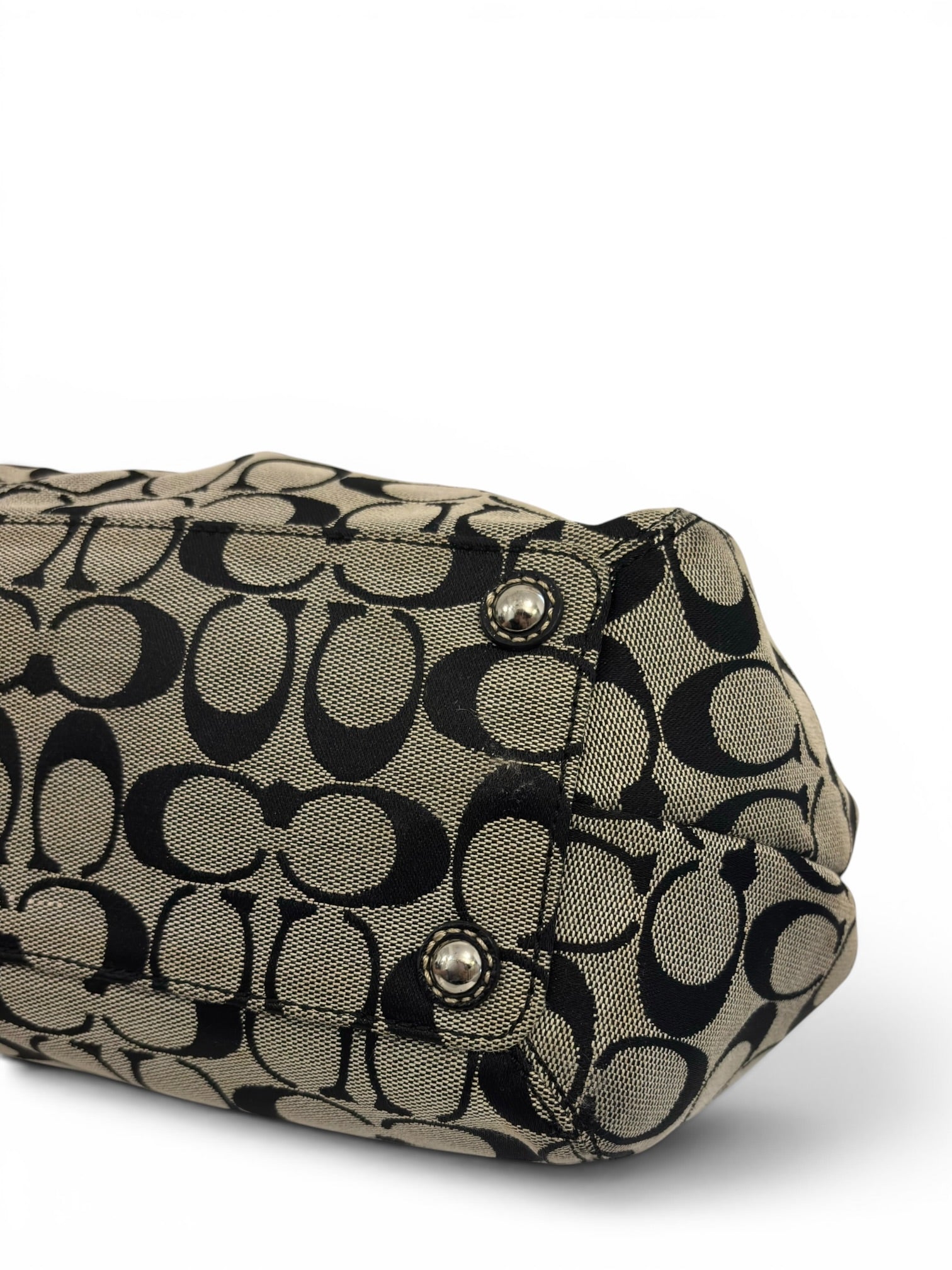 Vintage Coach Soho Signature Bag Pleated Black & Grey Tote Shoulder Bag