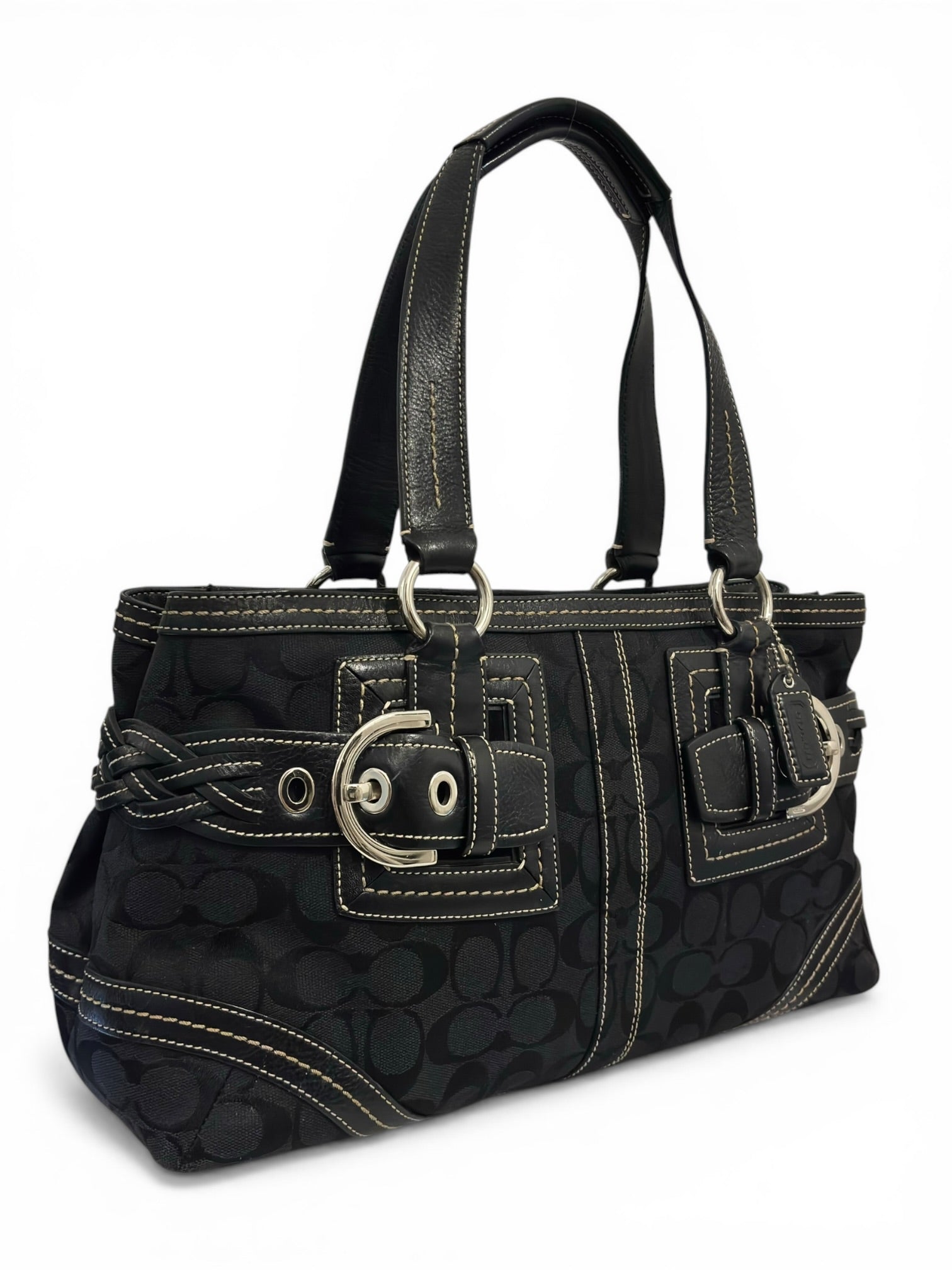 Coach Black Soho Canvas & Leather Buckle Braided
Shoulder Bag 5089