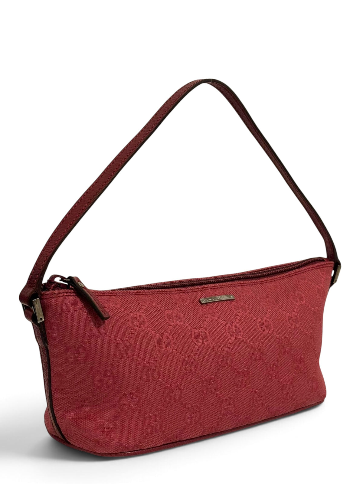 Vintage Gucci Boat Bag 07198 Pink GG Monogram Pochette