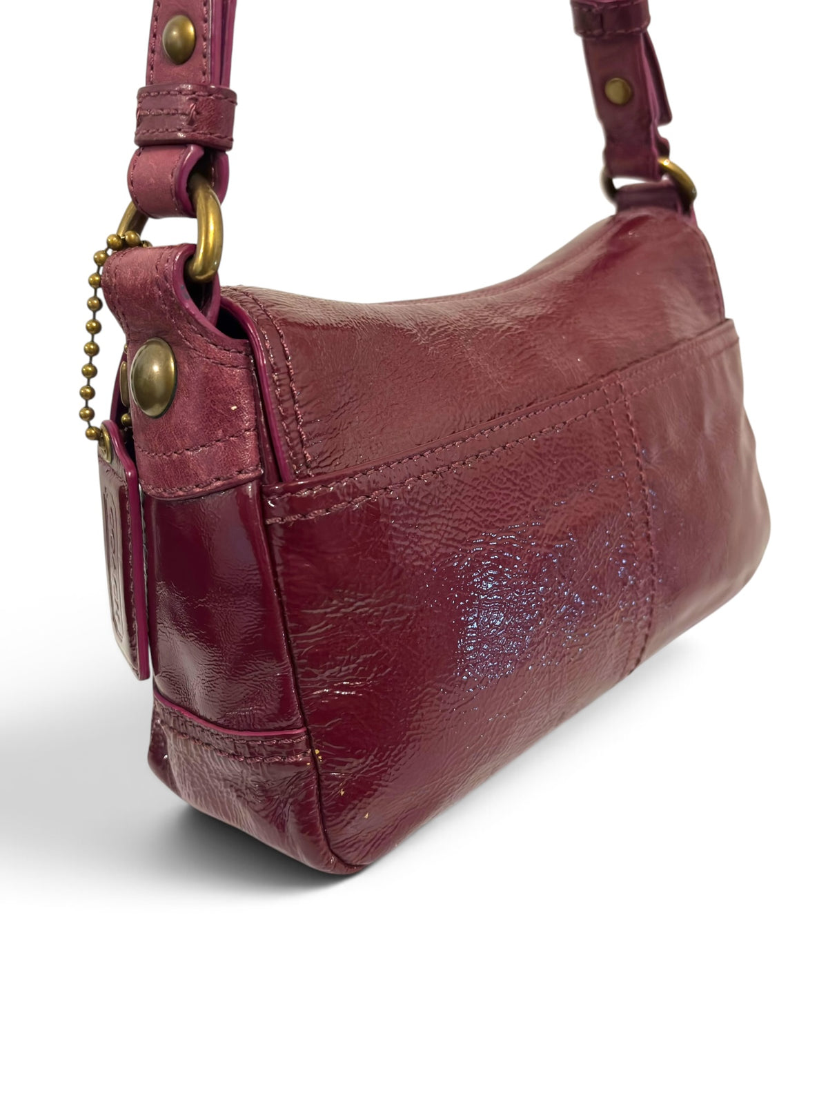 Vintage Coach Soho Bag Bleecker 12372 In Patent Leather Burgundy