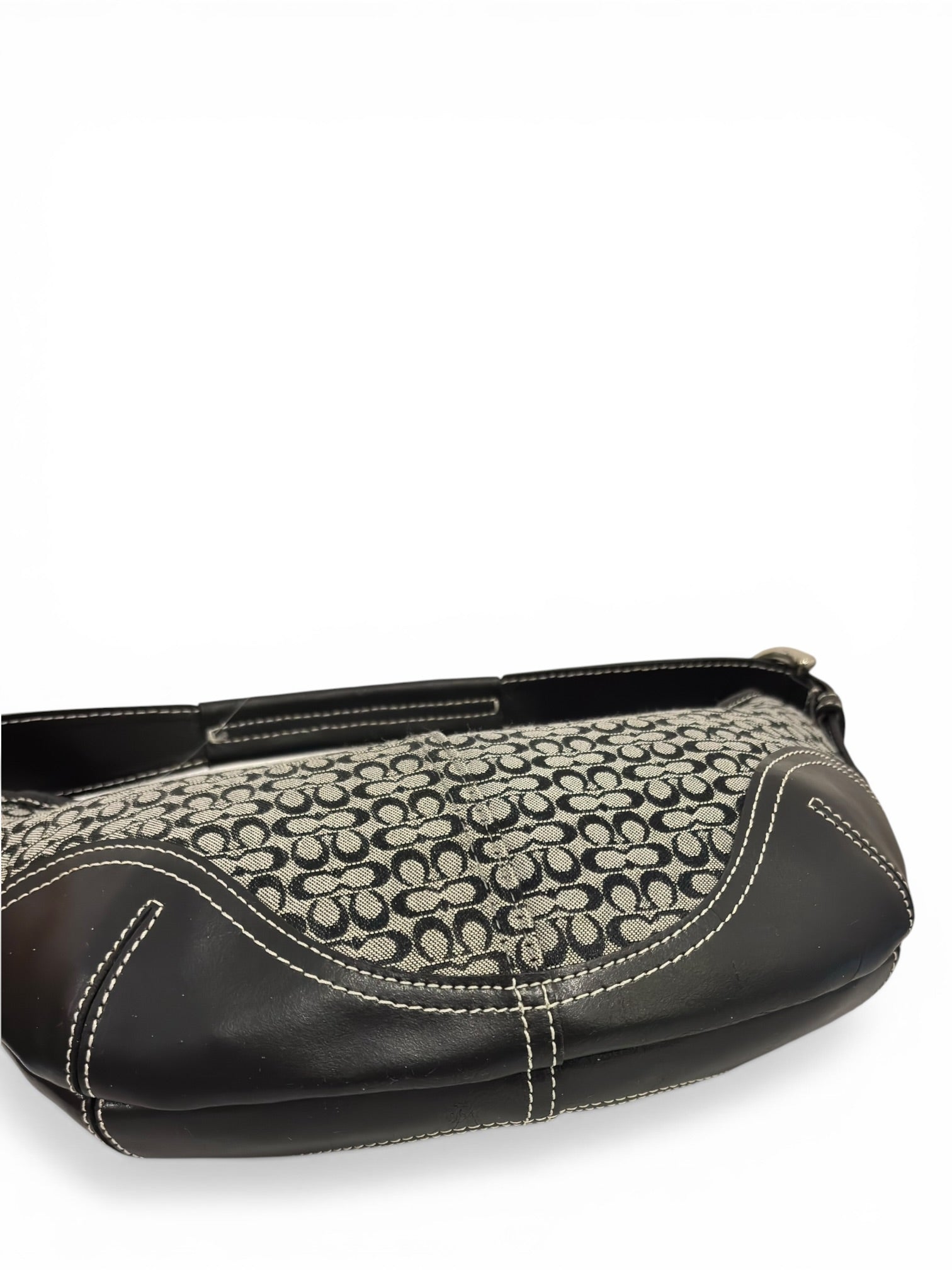 Coach Soho Black & Grey Signature Canvas & Leather Vintage Shoulder Bag