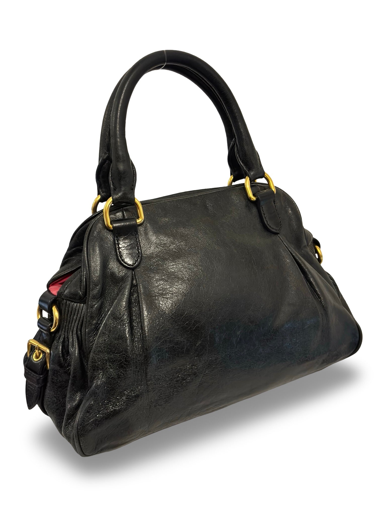 Miu Miu Black Leather Mirtillo Gold Tone Hardware
Charm Shoulder Bag