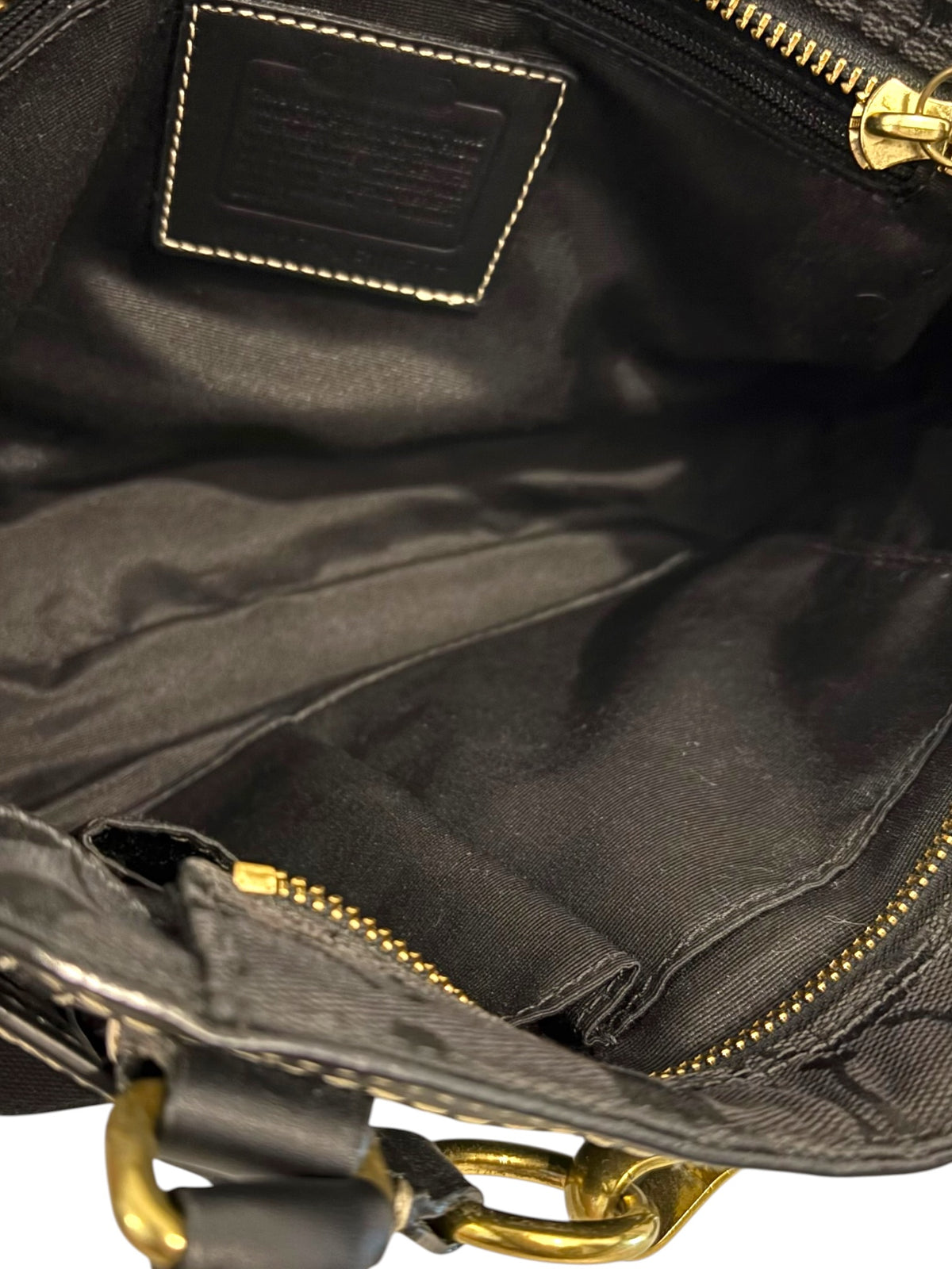 Vintage Coach Hamptons Bag F10507 Belted Black Signature Tote