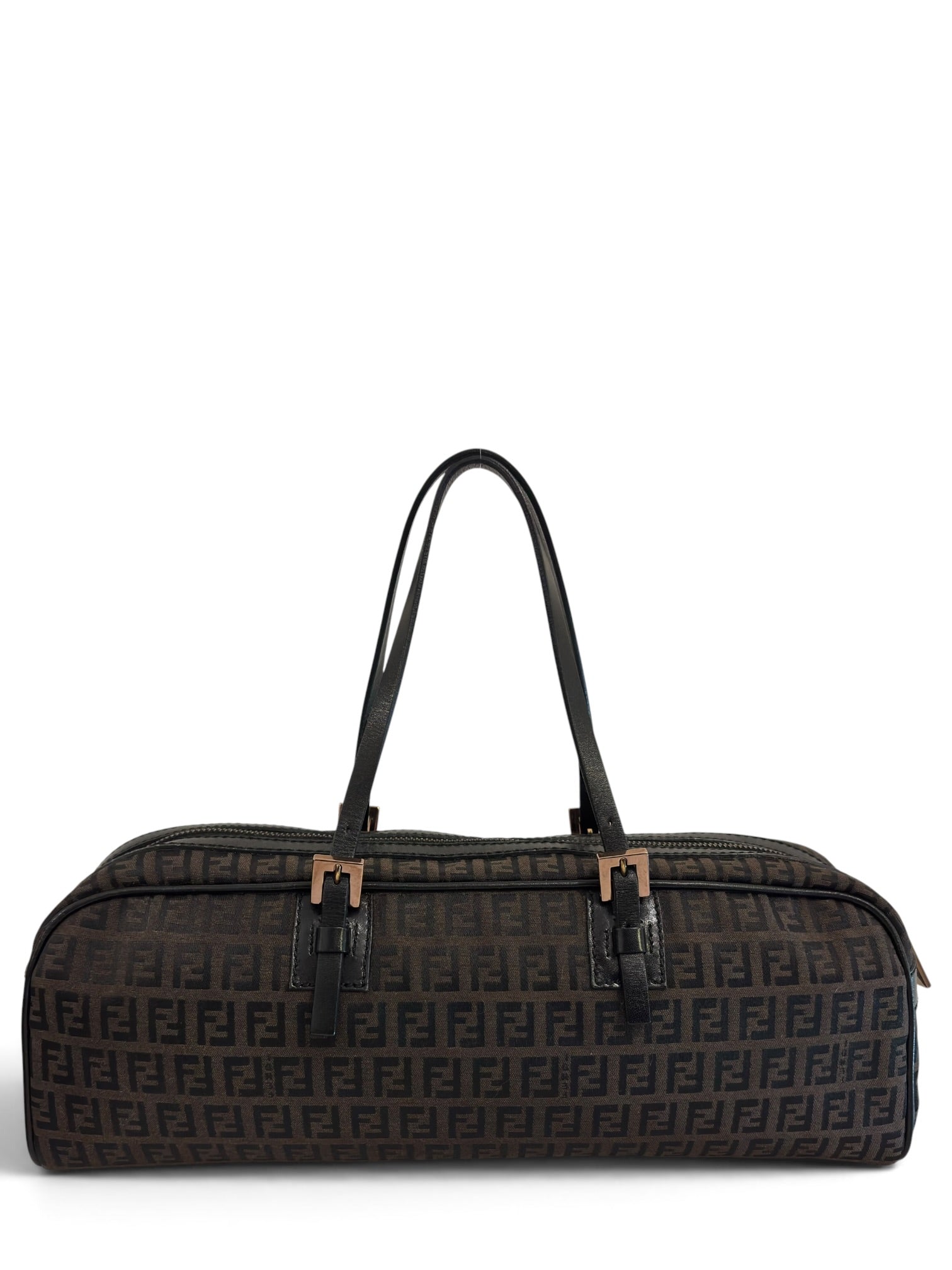 Vintage Fendi Zucchino Brown Monogram Boston
Barrel Handbag