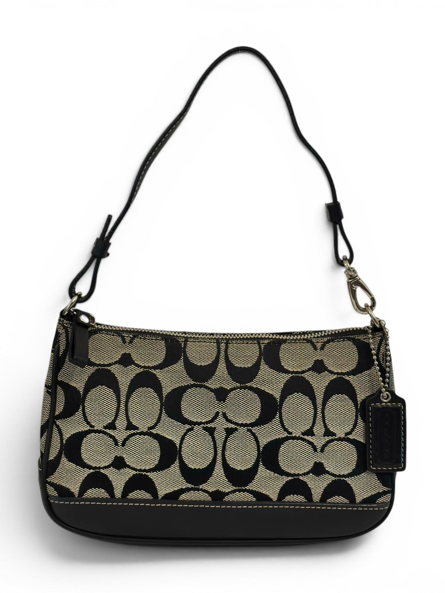 Coach Demi Signature Black / Grey Mini Canvas & leather Vintage Shoulder Bag