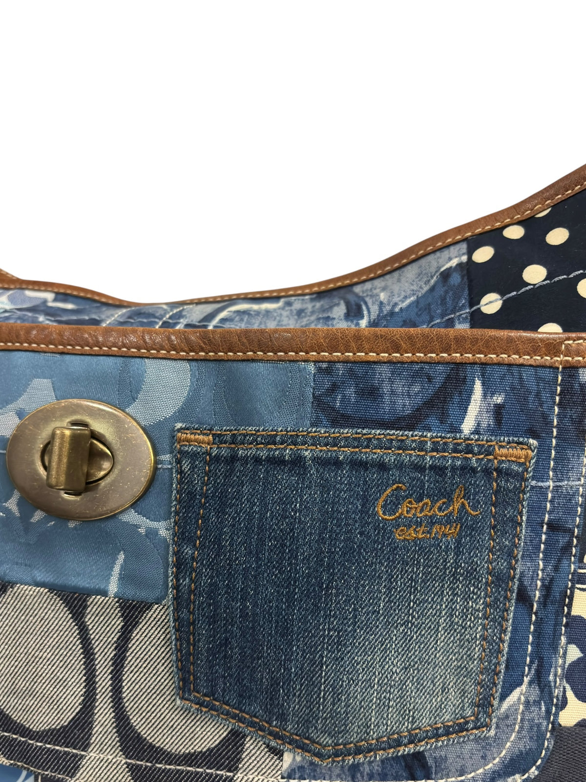 Vintage Coach Patchwork Bag 10809 Denim Ergo In XL
