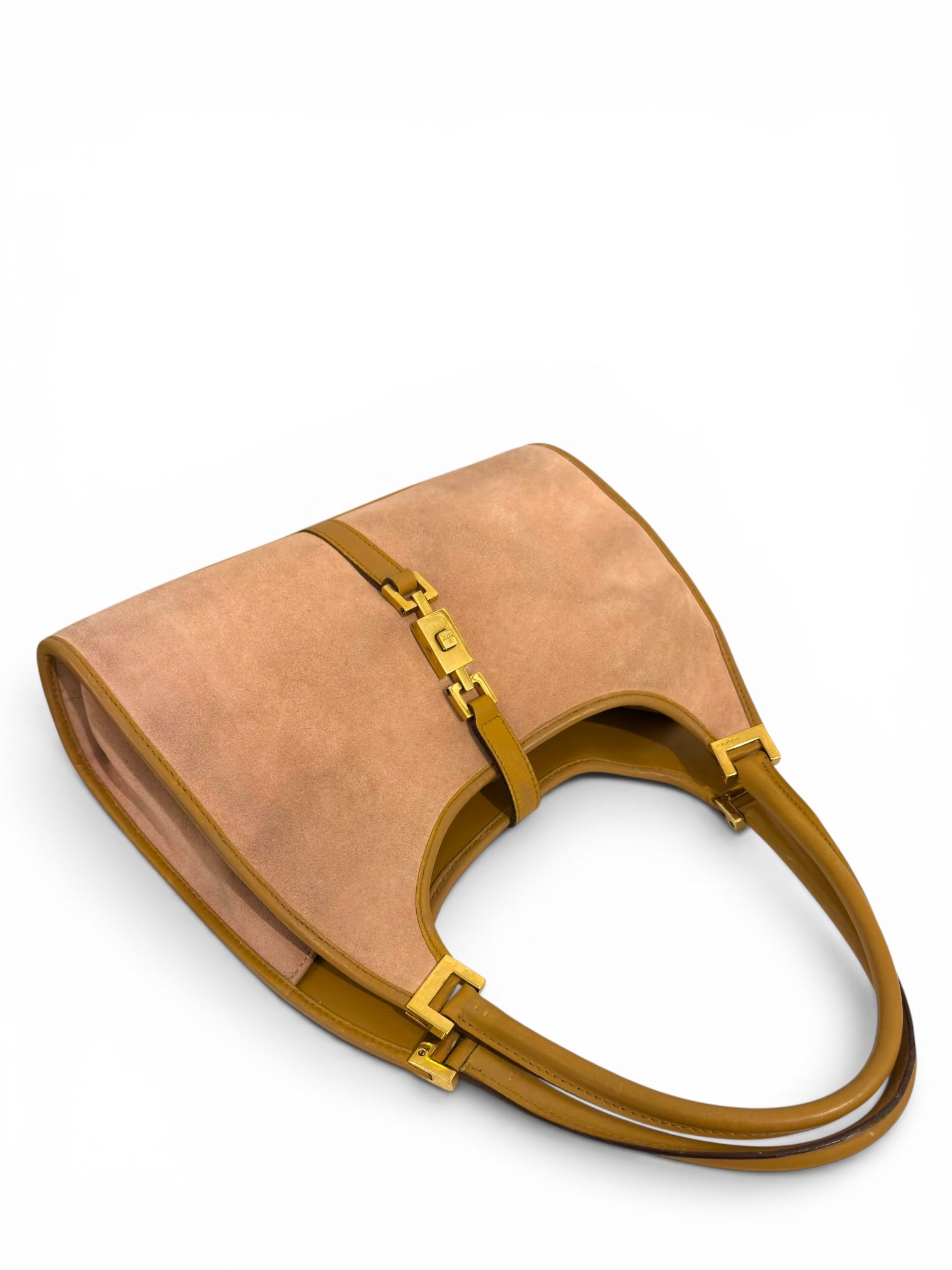 Vintage Gucci Jackie Pink Suede Bardot Hobo Handbag 3444