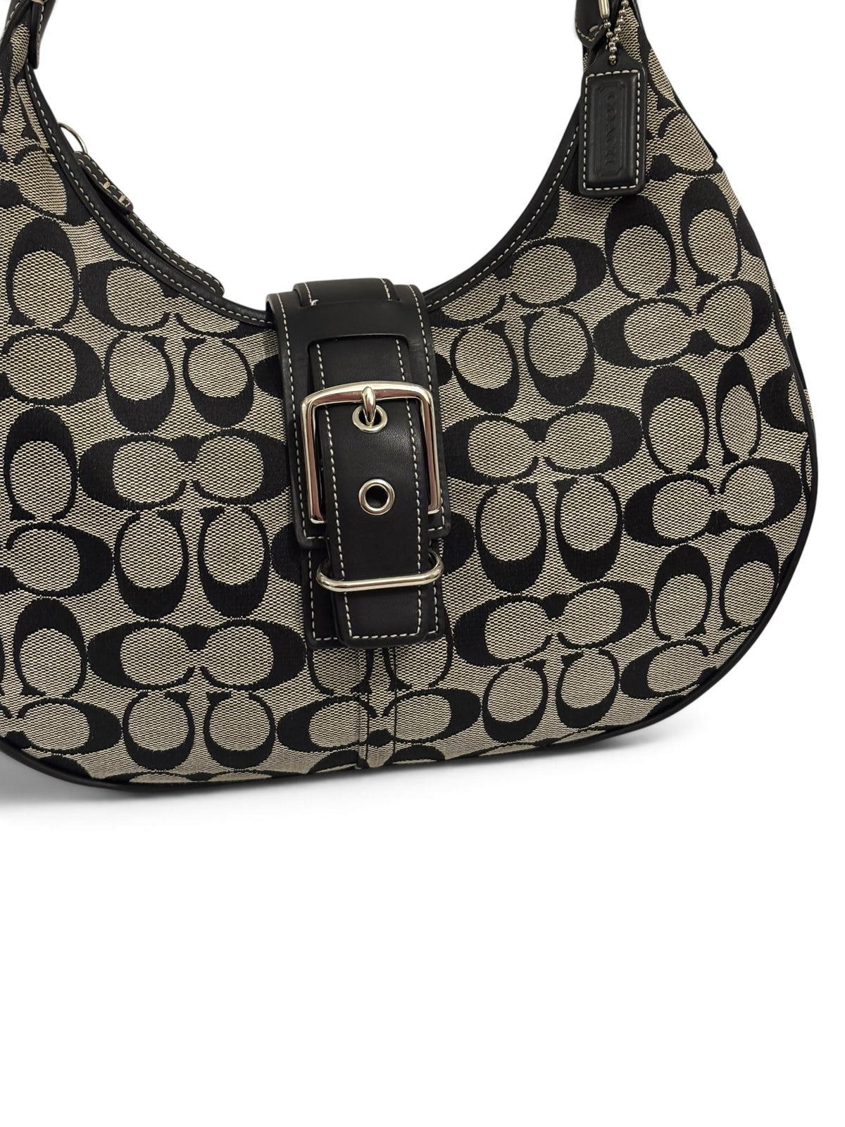 Vintage Coach Soho Bag 6363 Signature Black Grey Hobo Shoulder Bag