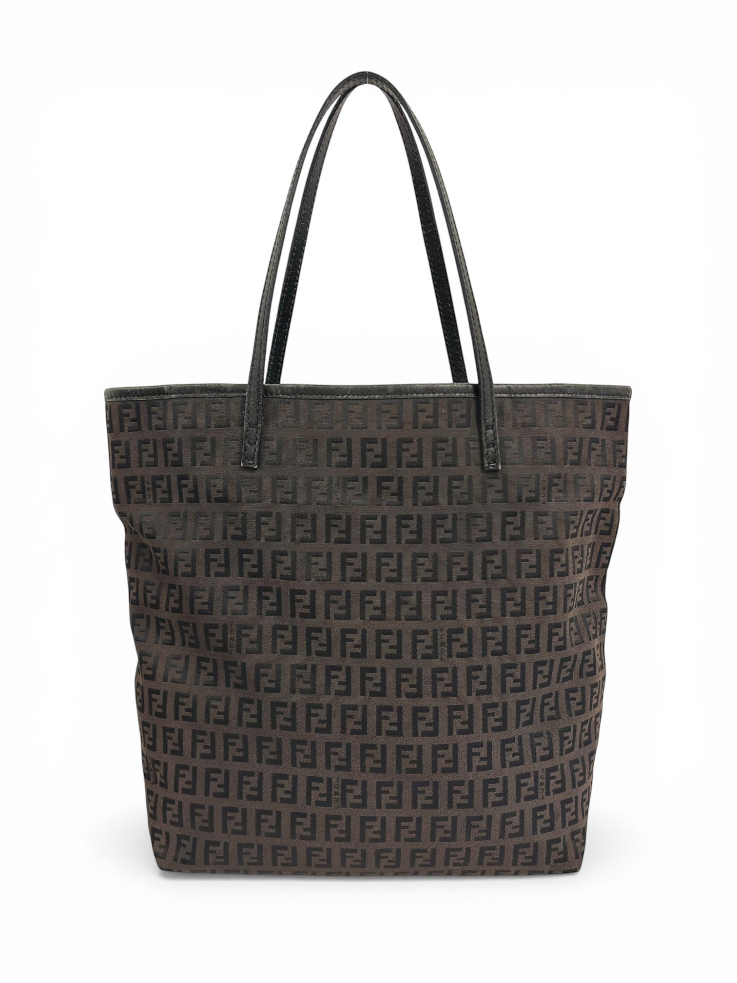 Fendi Brown Zucchino Signature Iconic Monogram Canvas & Leather Tote Shoulder Bag