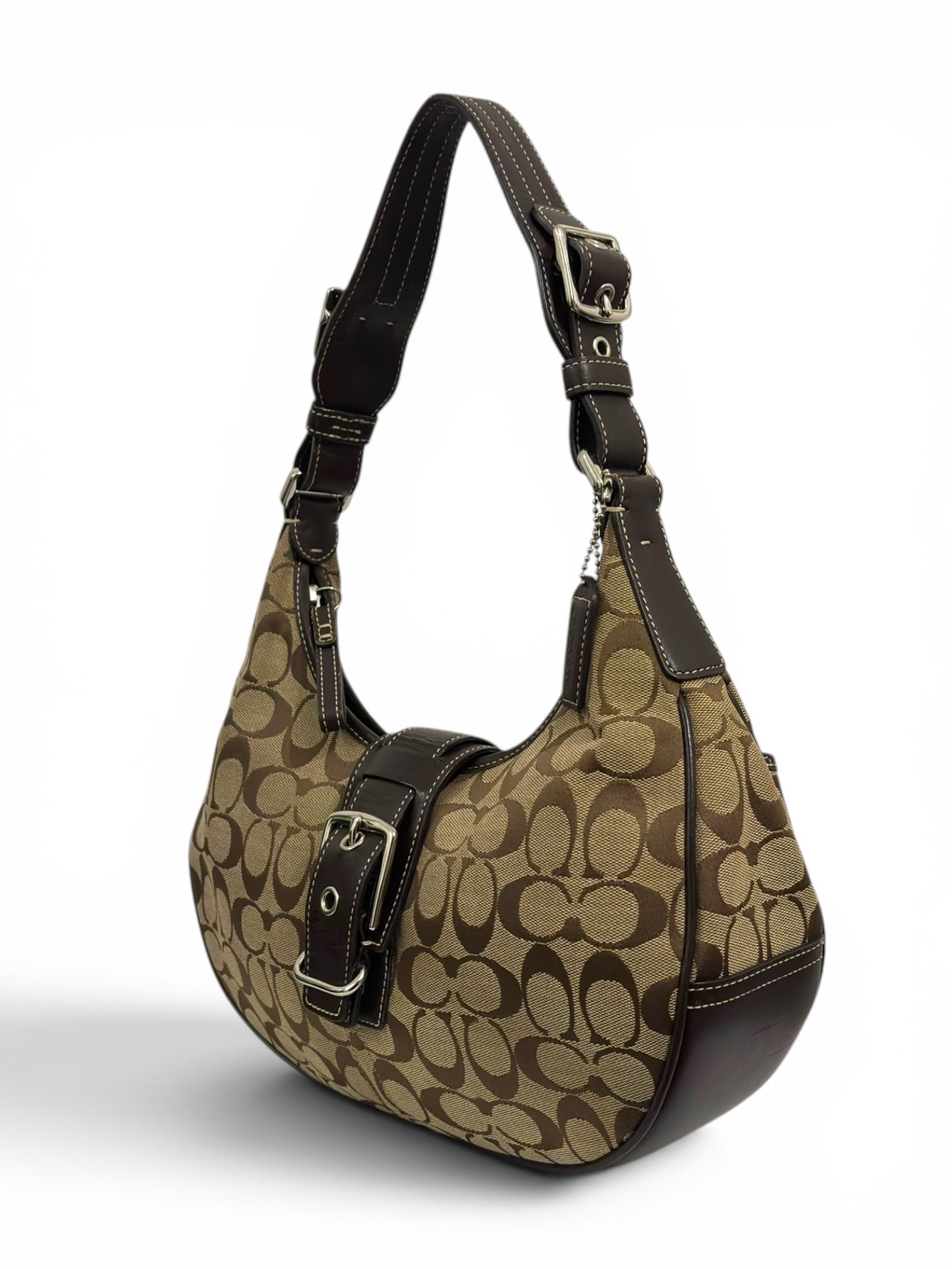 Coach Brown Signature Soho Buckle Crescent Half Moon Vintage Hobo Shoulder Bag