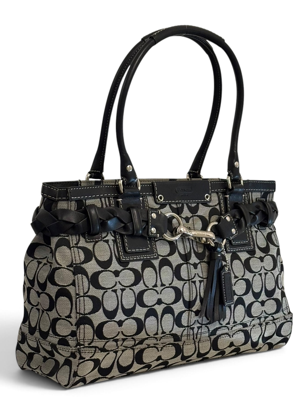 Vintage Coach Hamptons Bag F13068 Signature Tassle Clip Tote