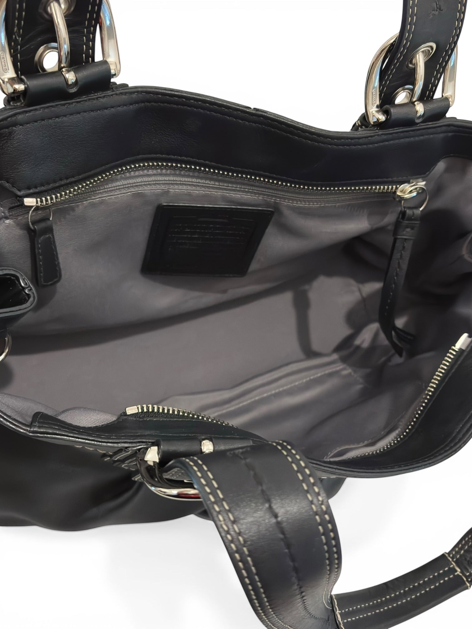 Coach Black Soft Leather Soho Buckle Pleated Large Tote Shoulder Bag