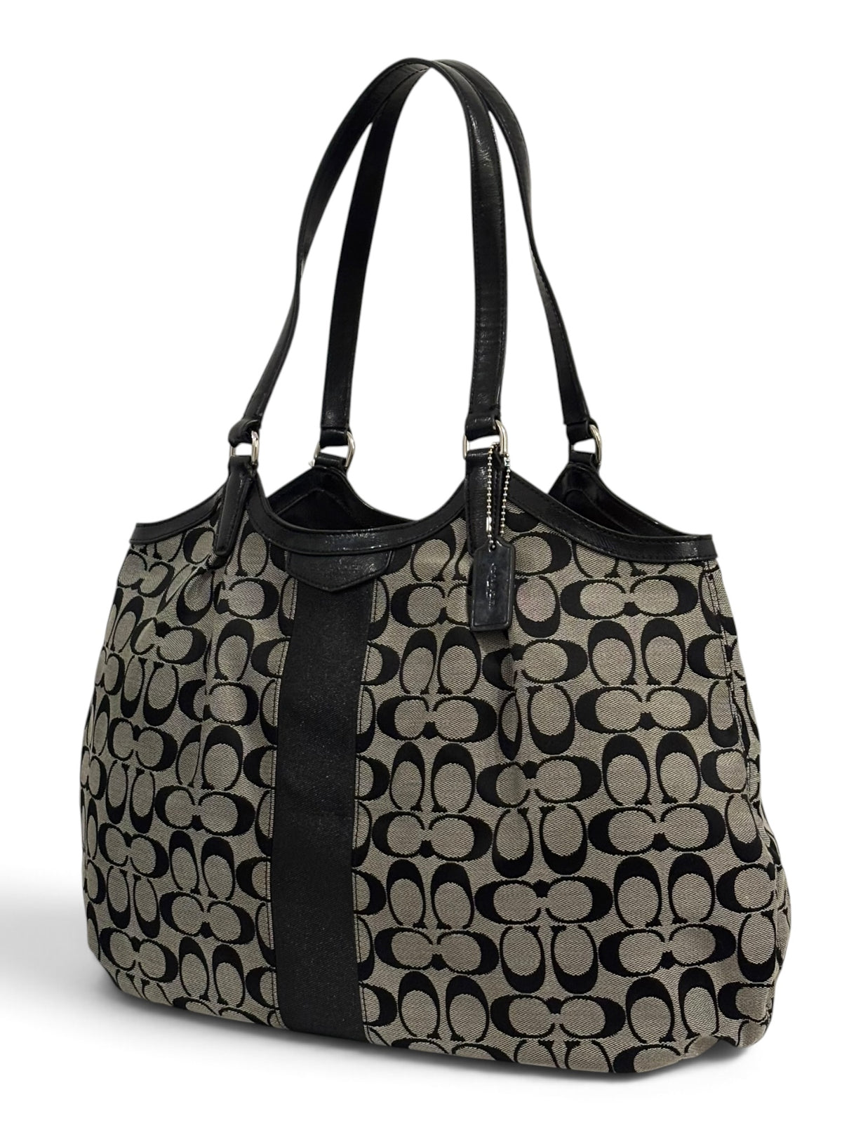 Vintage Coach Devin Bag F28623 Signature Stripe Tote