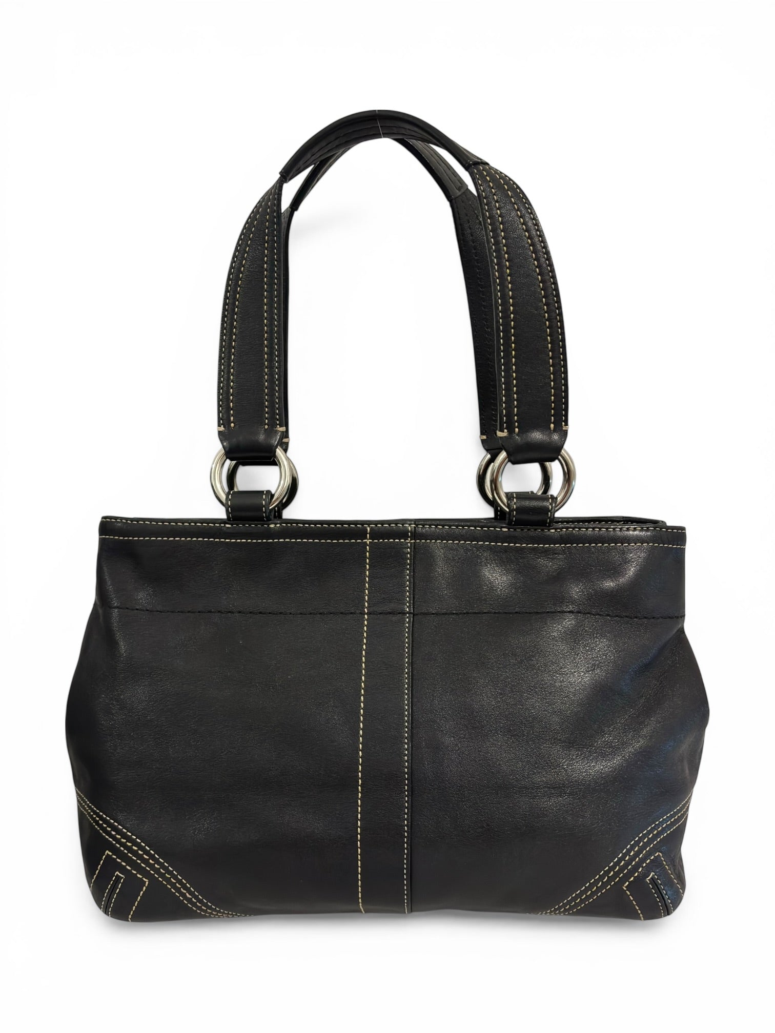 Coach Black Soho Double Pocket Leather 8A09 Tote Shoulder Bag
