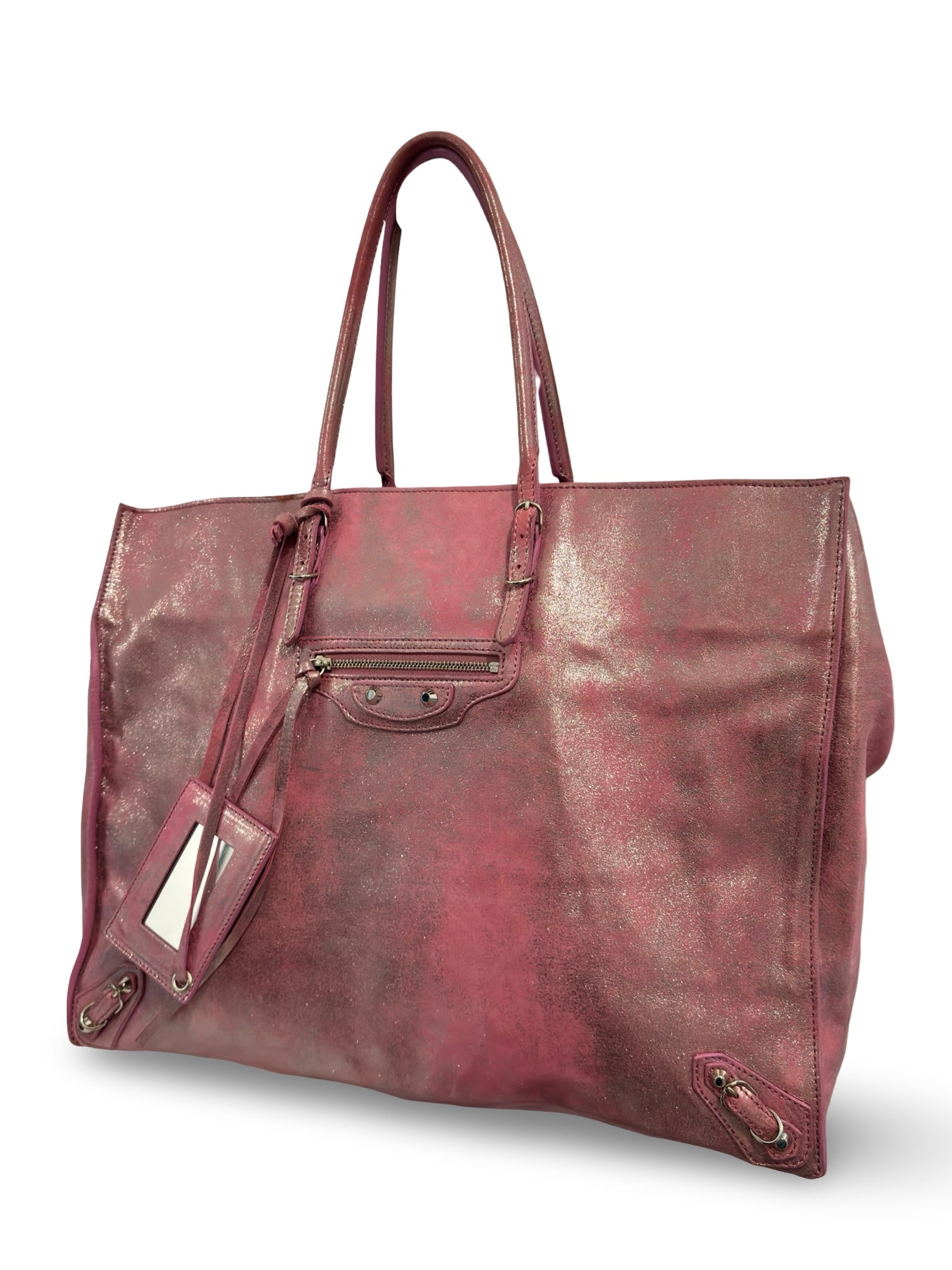 Balenciaga Metallic Leather Pink & Silver Papier A5
City Tote Shoulder Bag