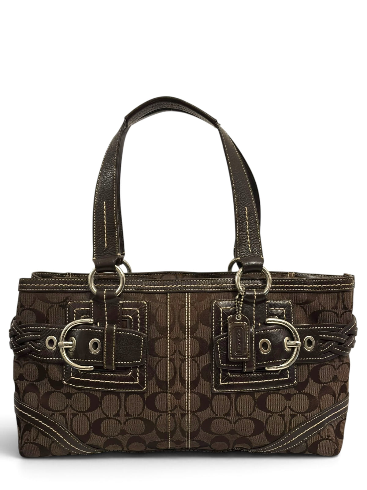 Vintage Coach Soho Bag Signature Brown Braided Tote 05089