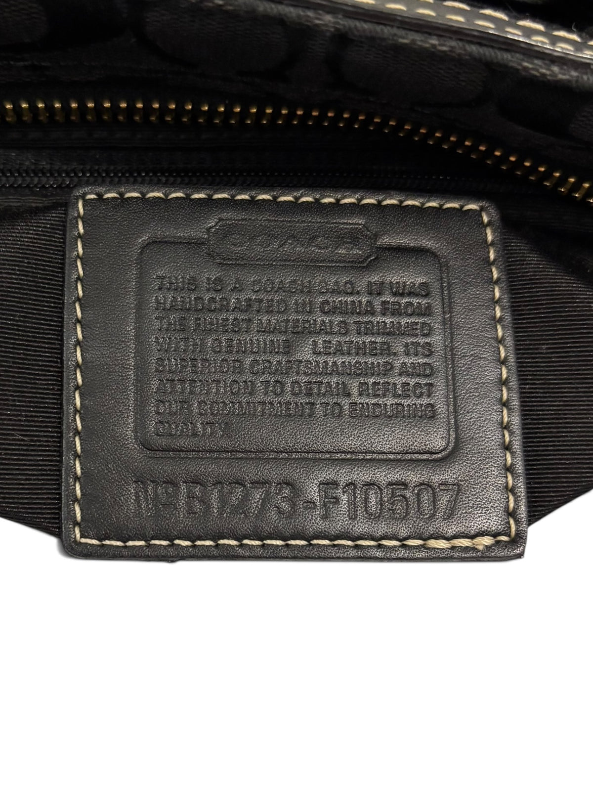 Vintage Coach Hamptons Bag F10507 Belted Black Signature Tote