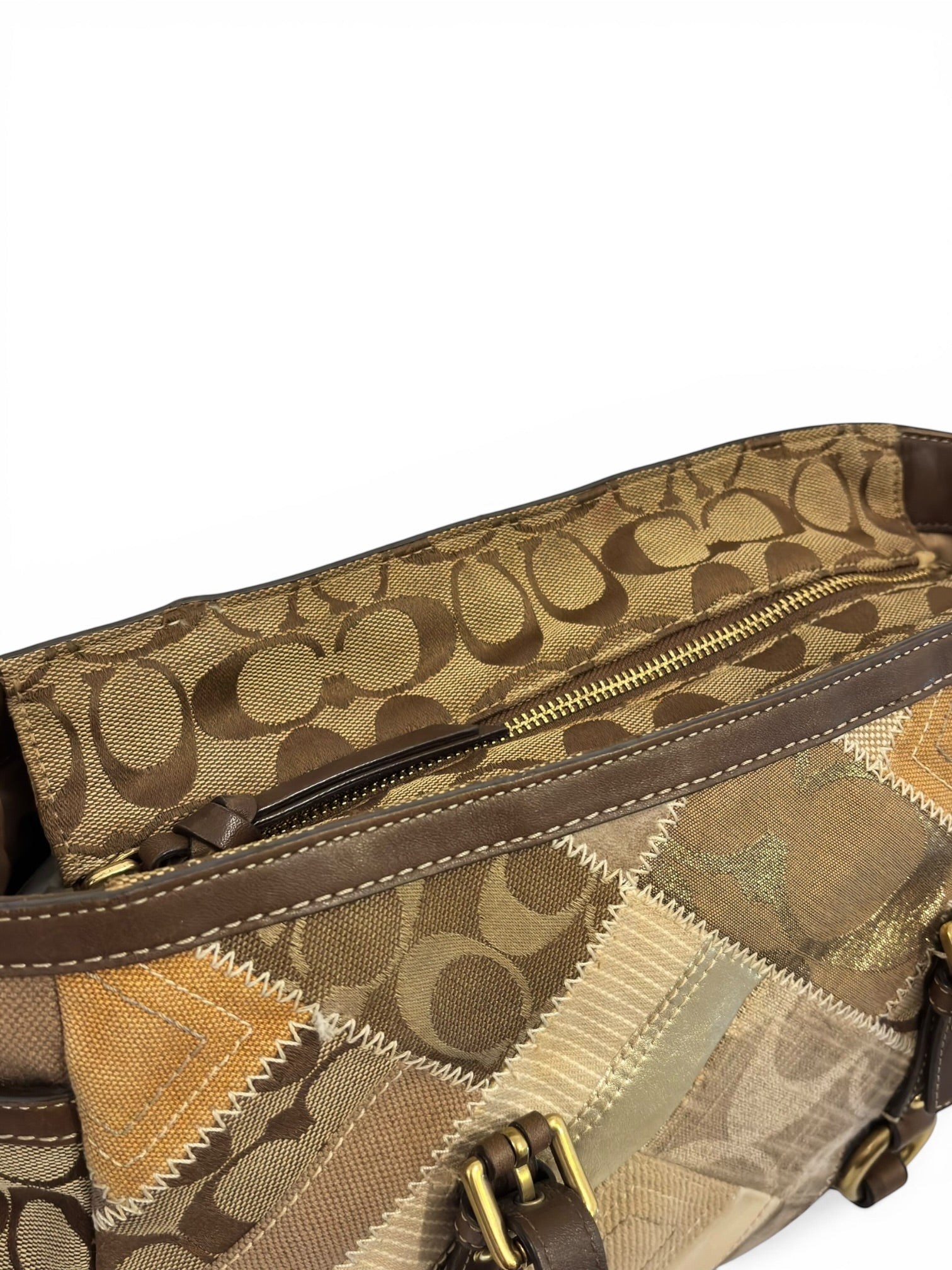 Coach Brown Vintage Patchwork Suede Leather Canvas 2000's Tote Shoulder Bag