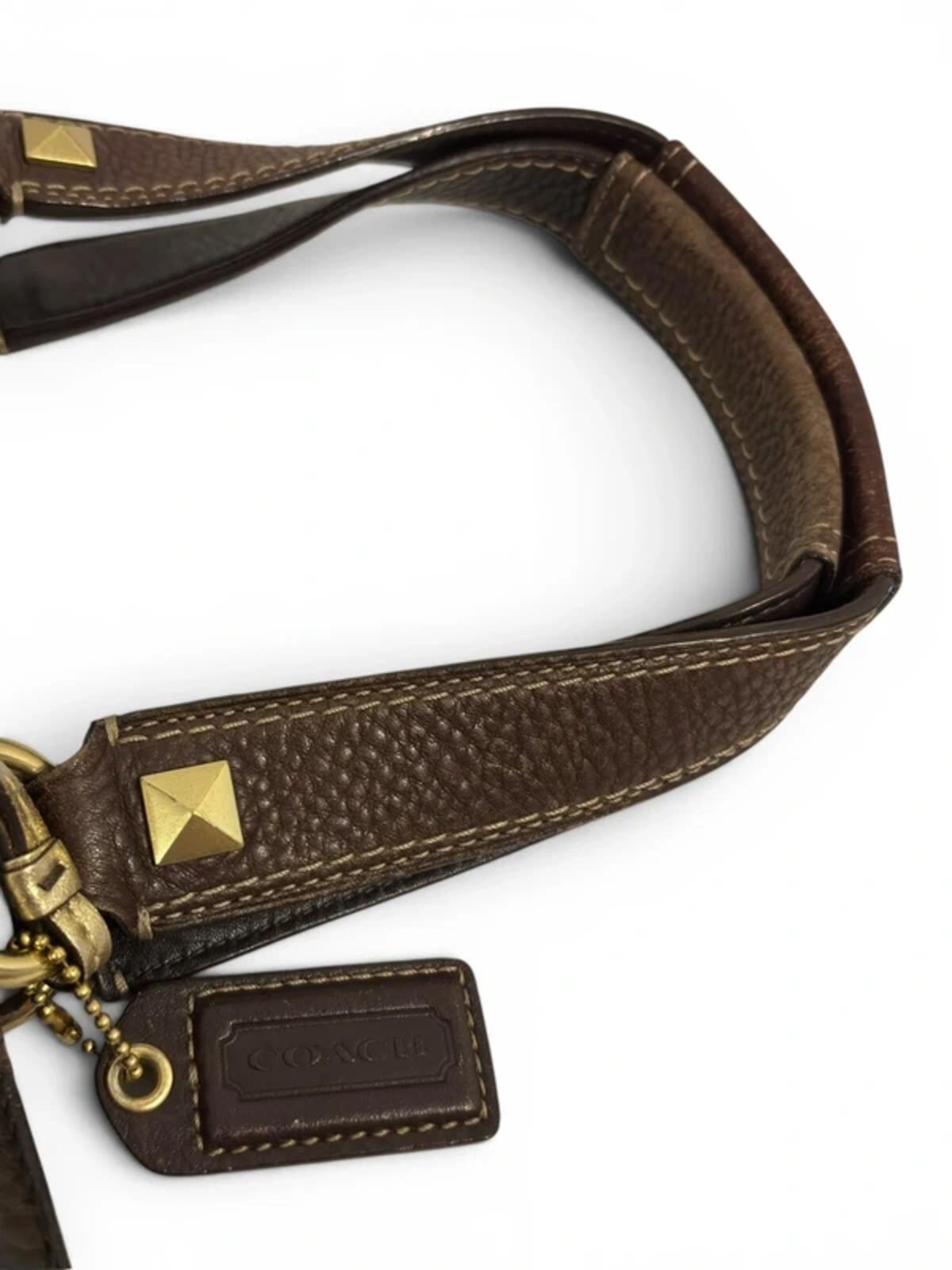 Coach Brown / Beige Studded Signature Vintage Horsebit Shoulder Bag