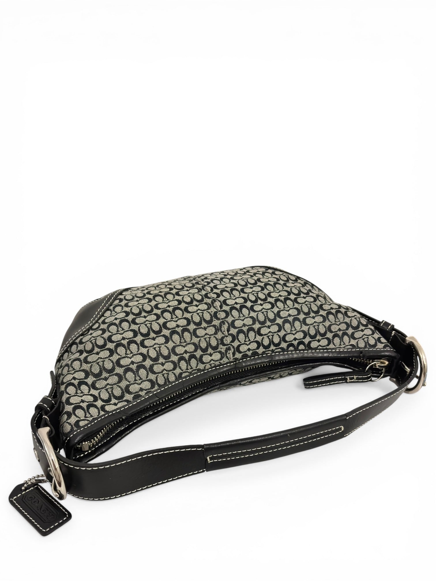 Coach Soho Black & Grey Signature Canvas & Leather Vintage Shoulder Bag