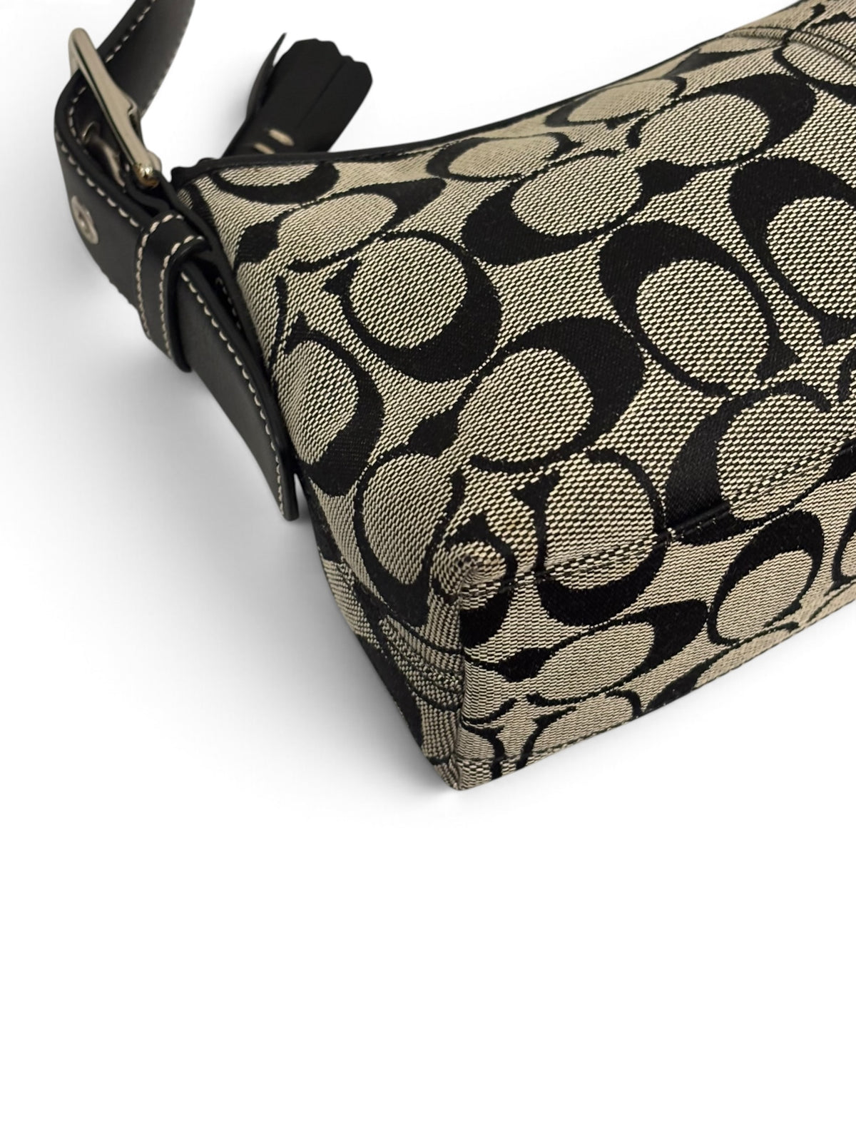 Vintage Coach Baguette Bag 6371 East West In Signature Black & Grey