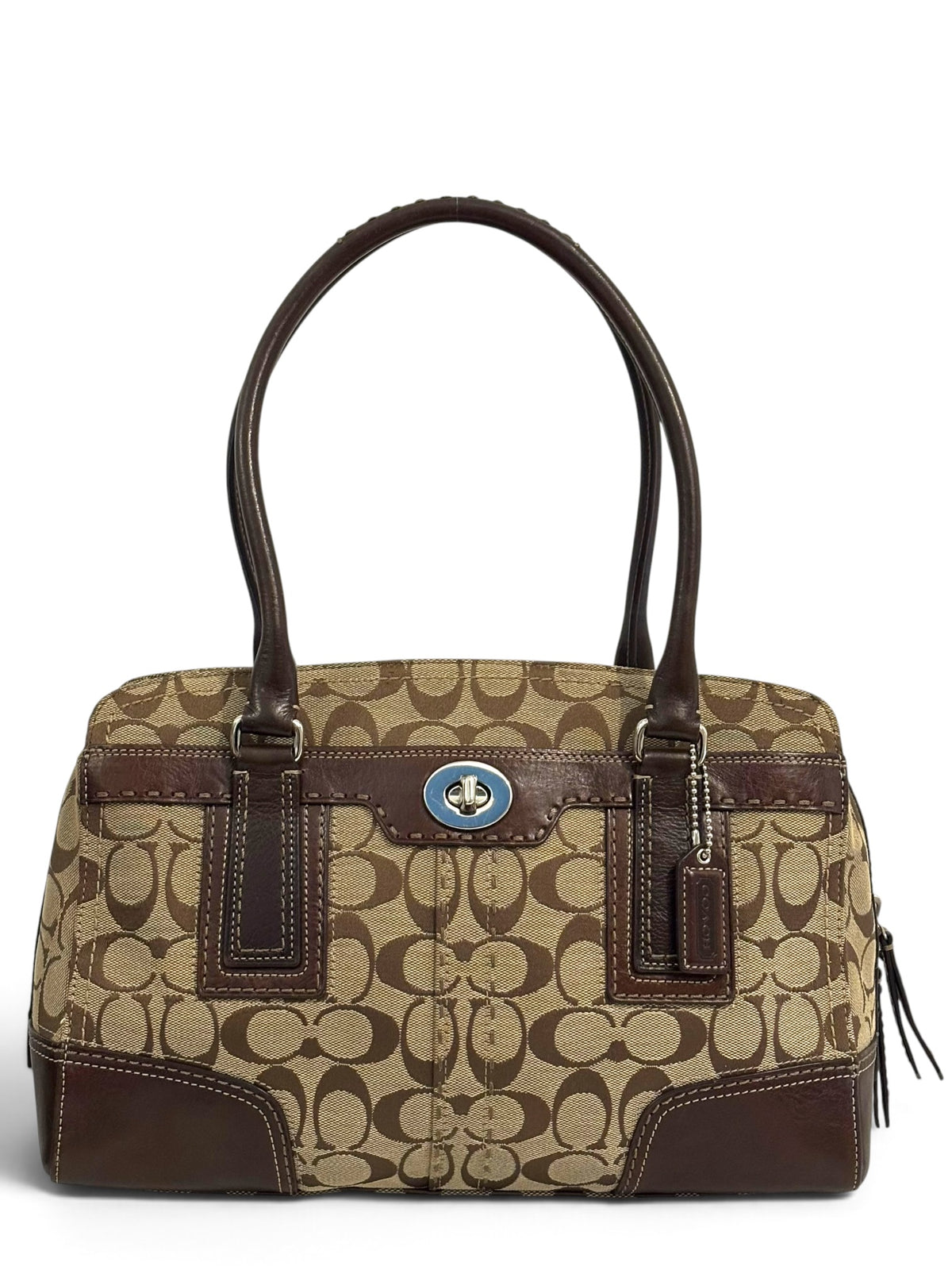Vintage Coach Hamptons Bag F11596 Signature Turnlock Tote