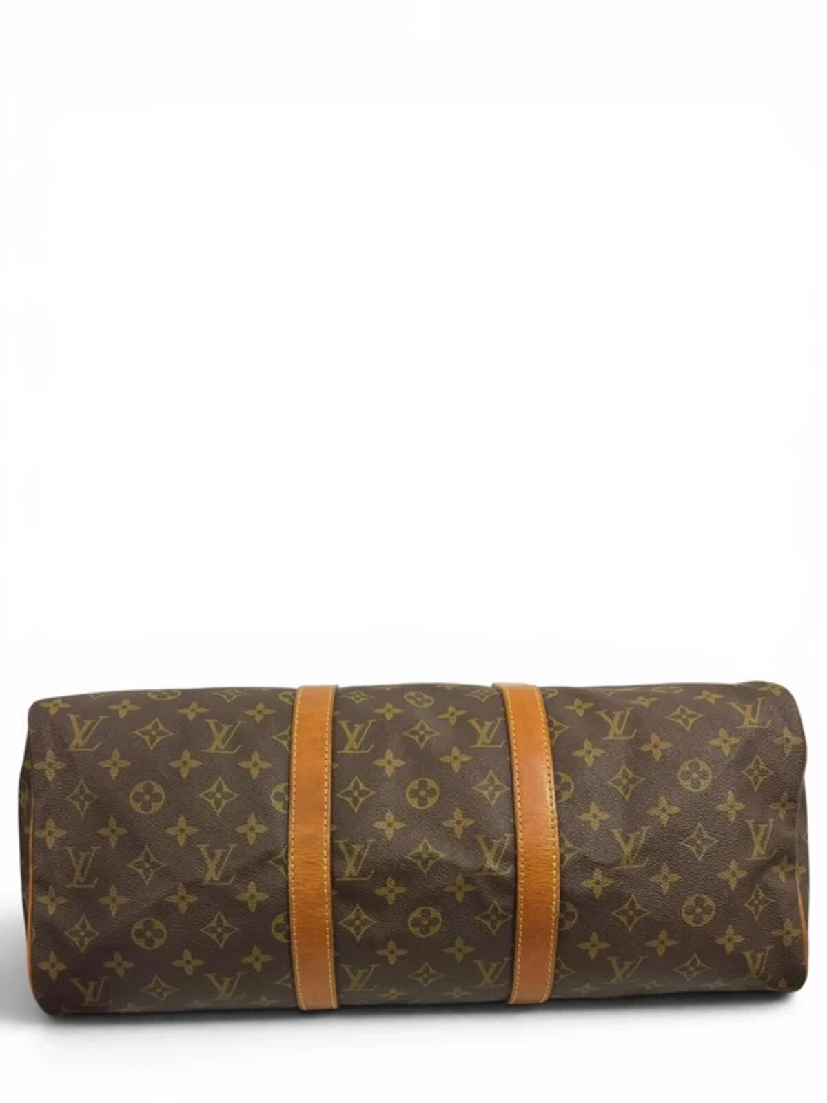 Louis Vuitton Keepall 45 Vintage Brown Monogram Eclair Zip Travel Boston Bag