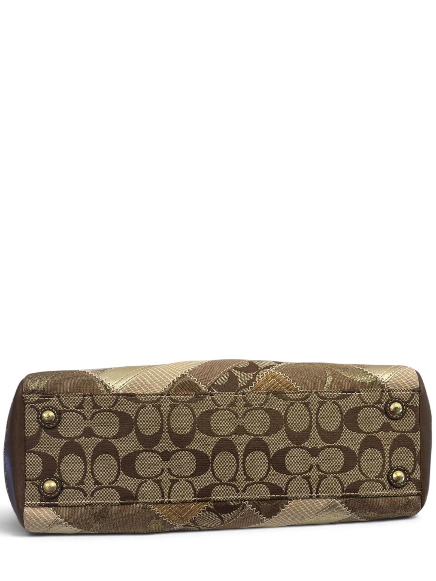 Vintage Coach Patchwork Bag Brown Signature
Canvas Leather Shoulder Tote B0893-12521