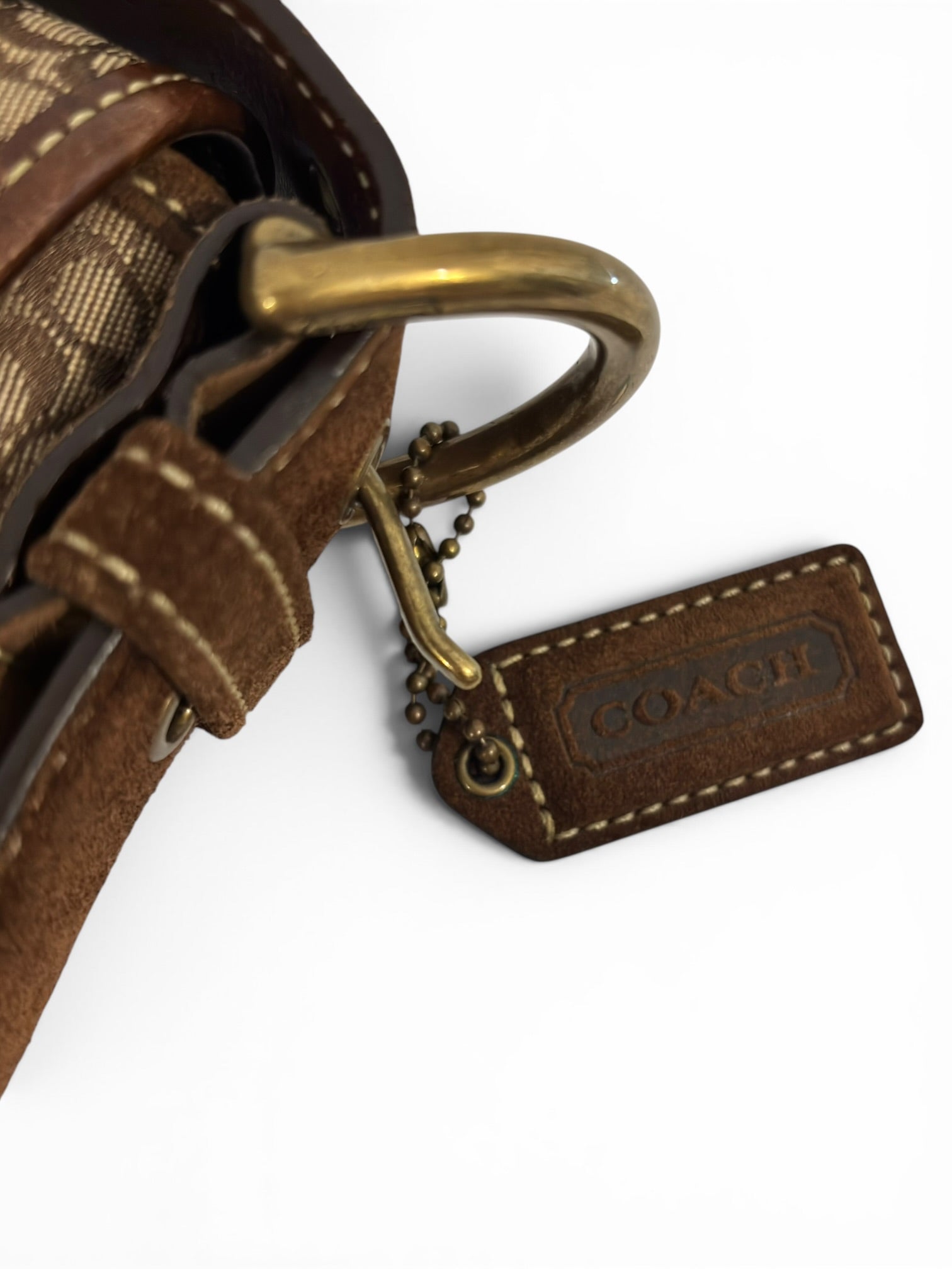 Coach Brown & Beige Signature Soho Flap Buckle Canvas Suede & Leather Hobo Shoulder Bag
G04J-6808