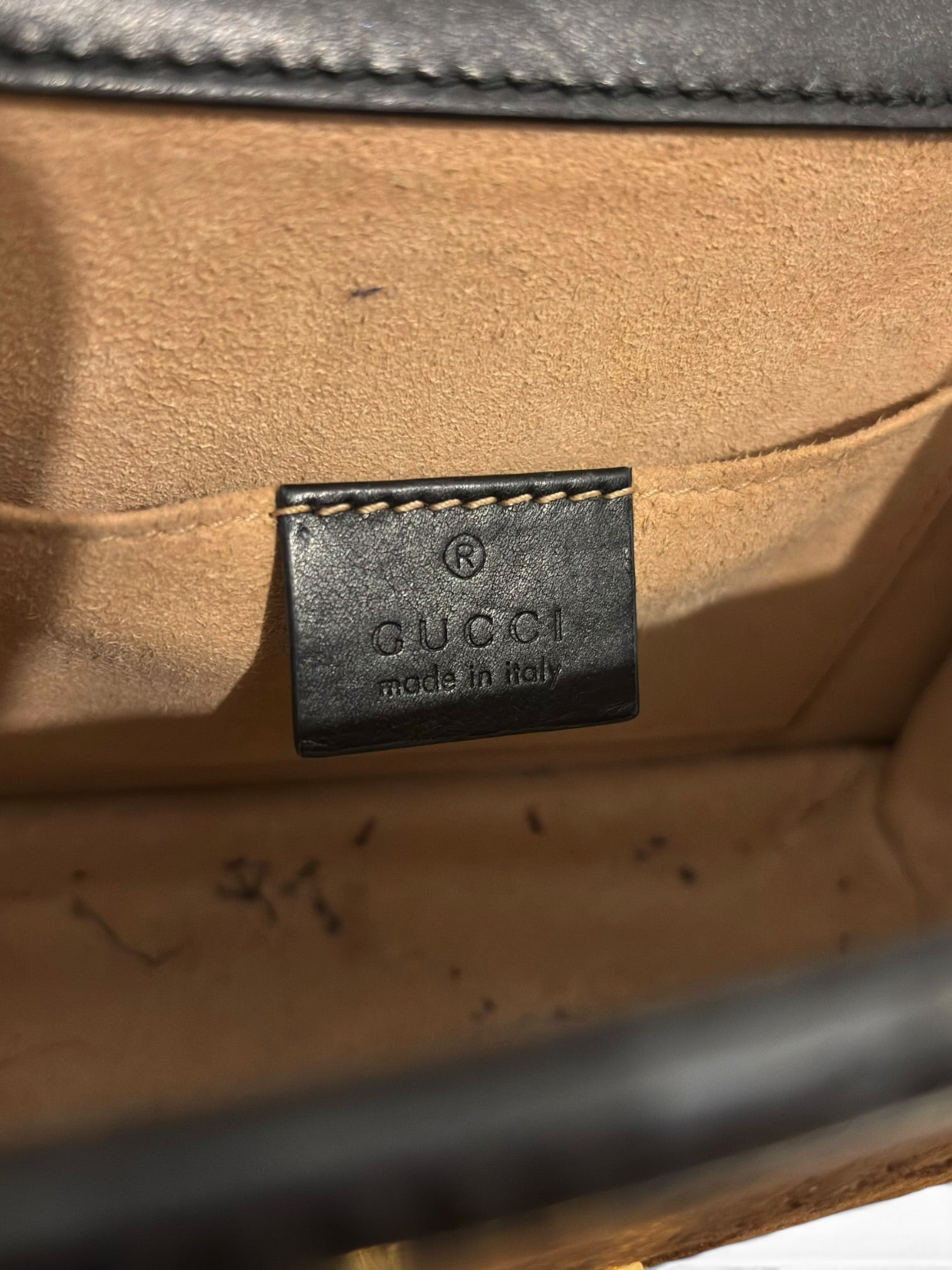 Gucci Sylvie Rare Mini GG Velvet Brown Web Stripe
Gold Hardware 493075 Top Handle Bag