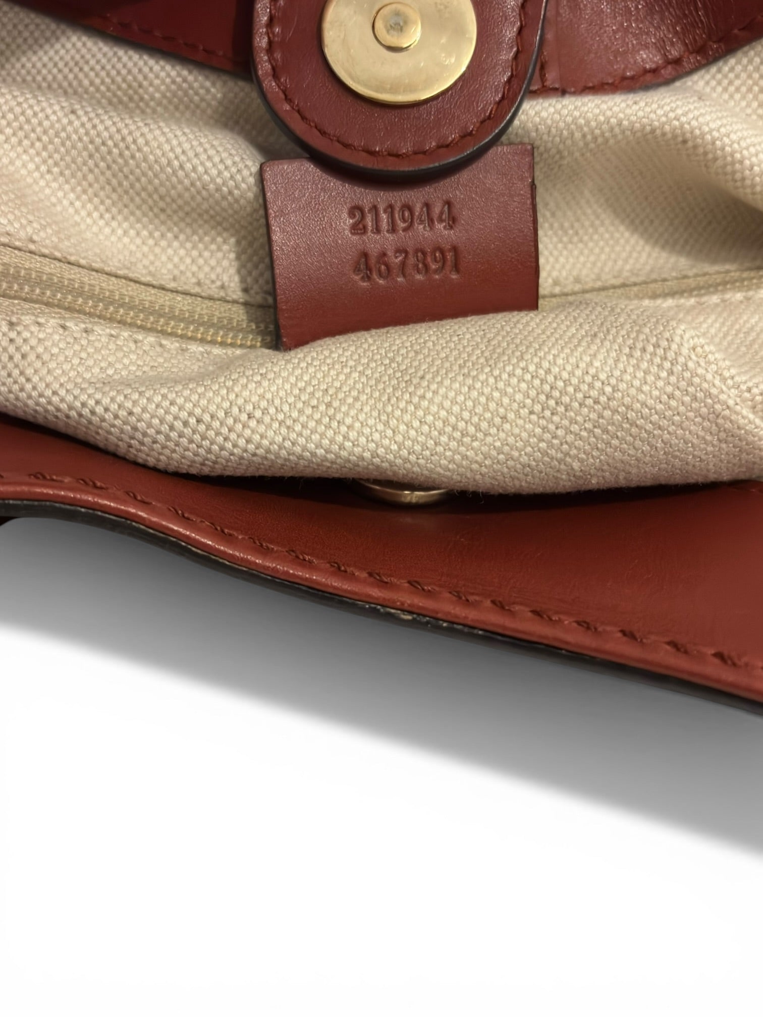 Gucci Sukey Brown & Red Leather & Canvas Monogram Tote Shoulder Bag