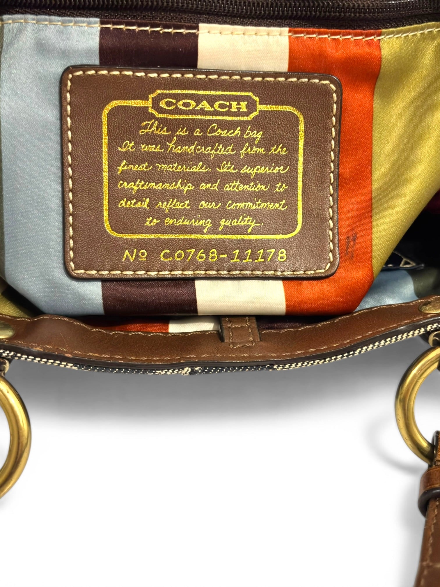 Coach Denim Signature Blue Brown Leather Legacy
Tote Shoulder Bag